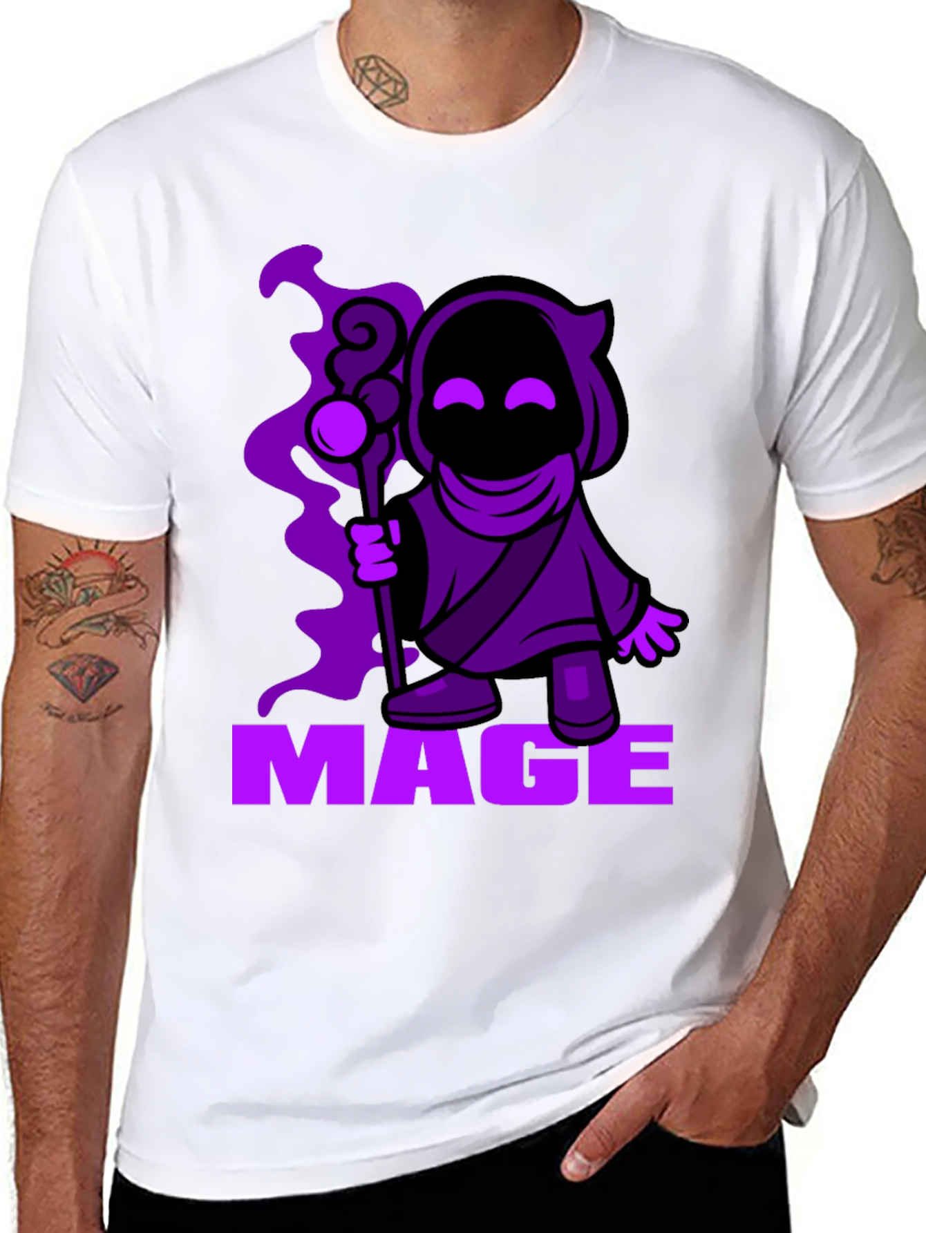 Mage Cartoon Graphic Black T-Shirt