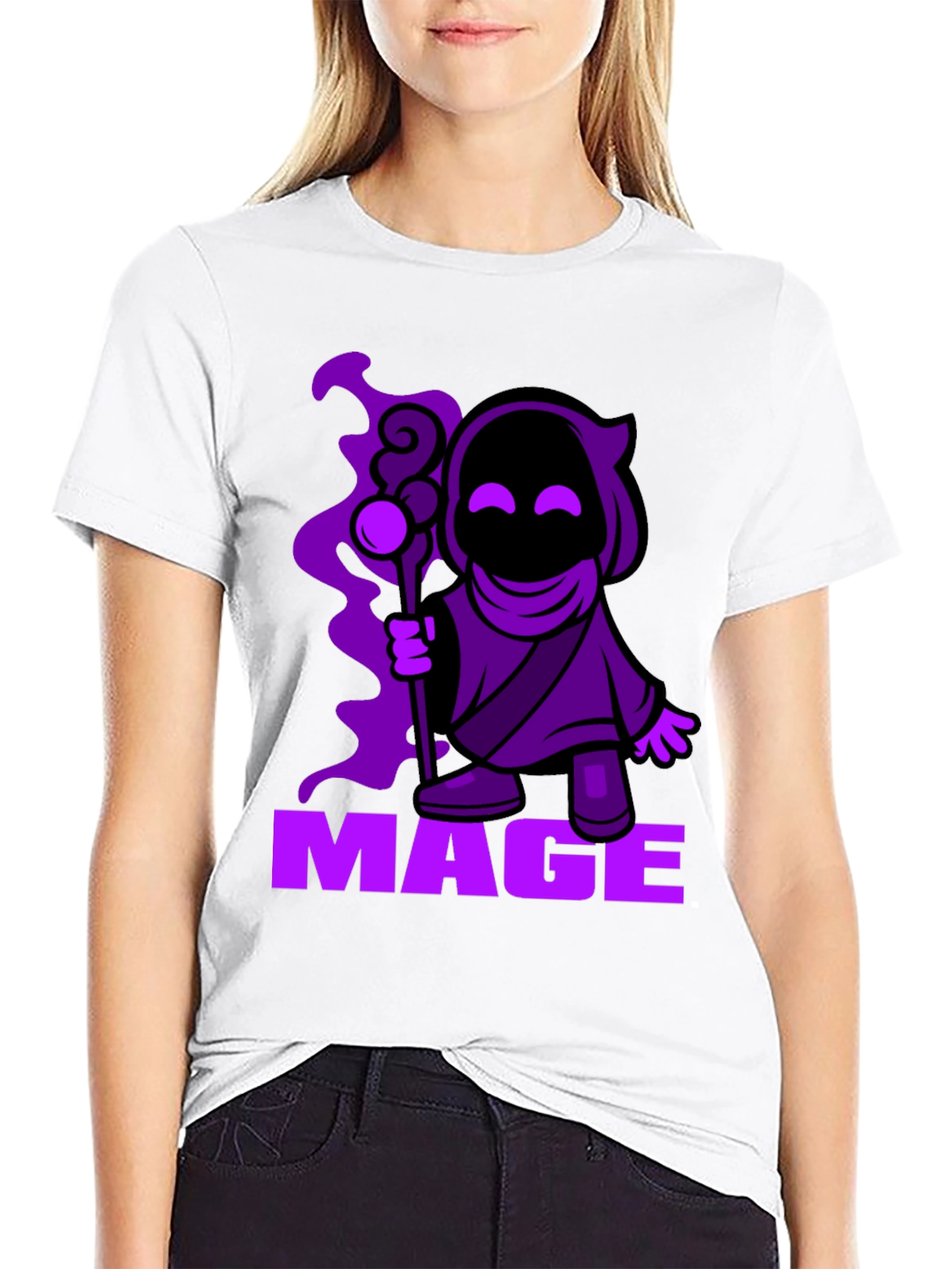 Mage Cartoon Graphic Black T-Shirt