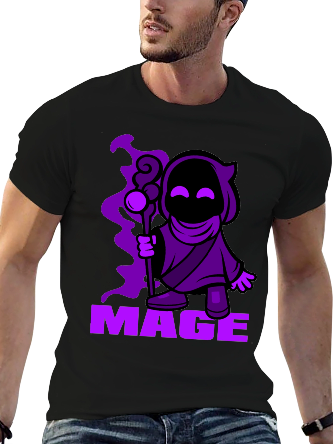 Mage Cartoon Graphic Black T-Shirt