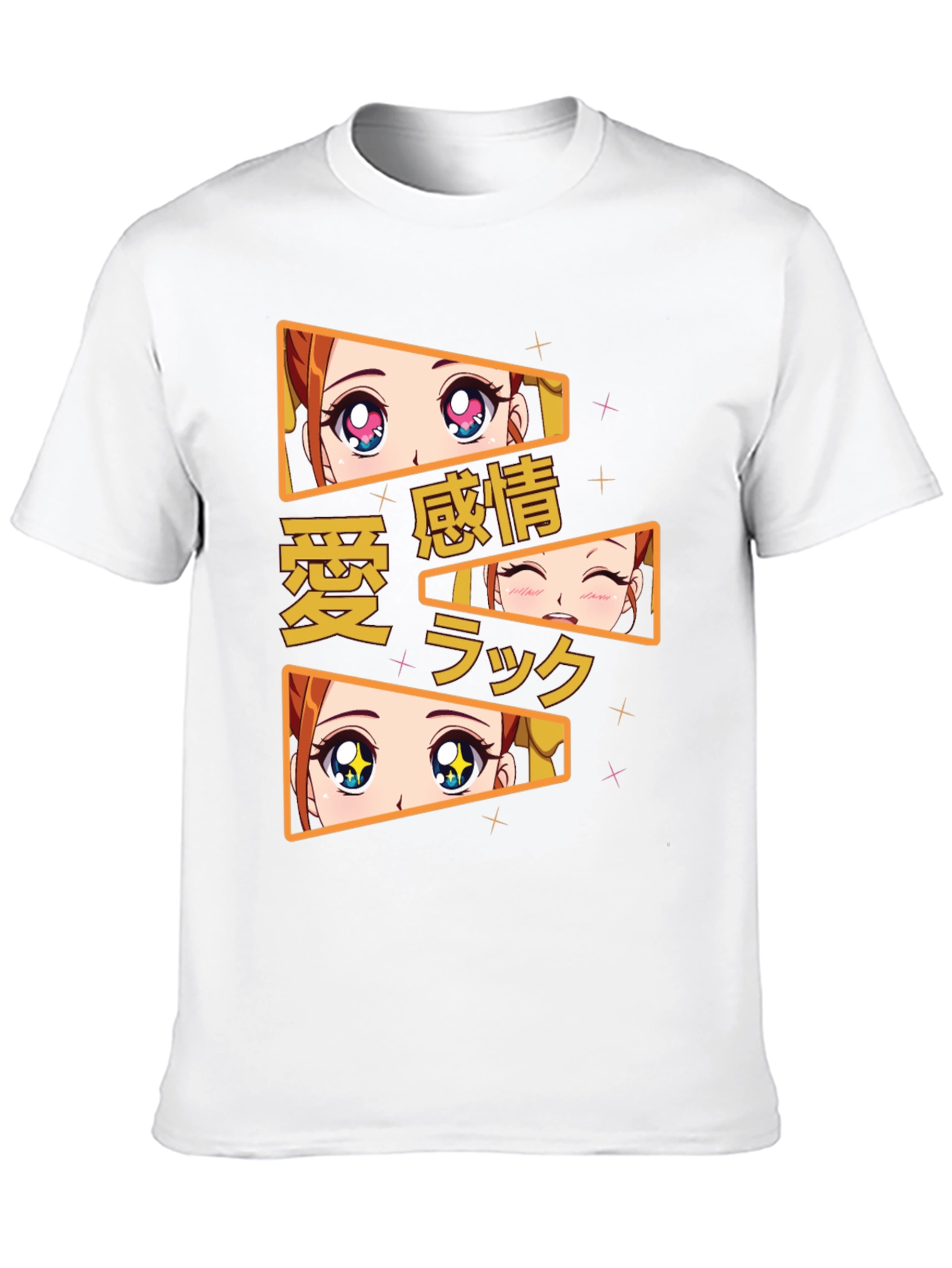 Anime Eyes Graphic Tee - Black Cotton T-Shirt