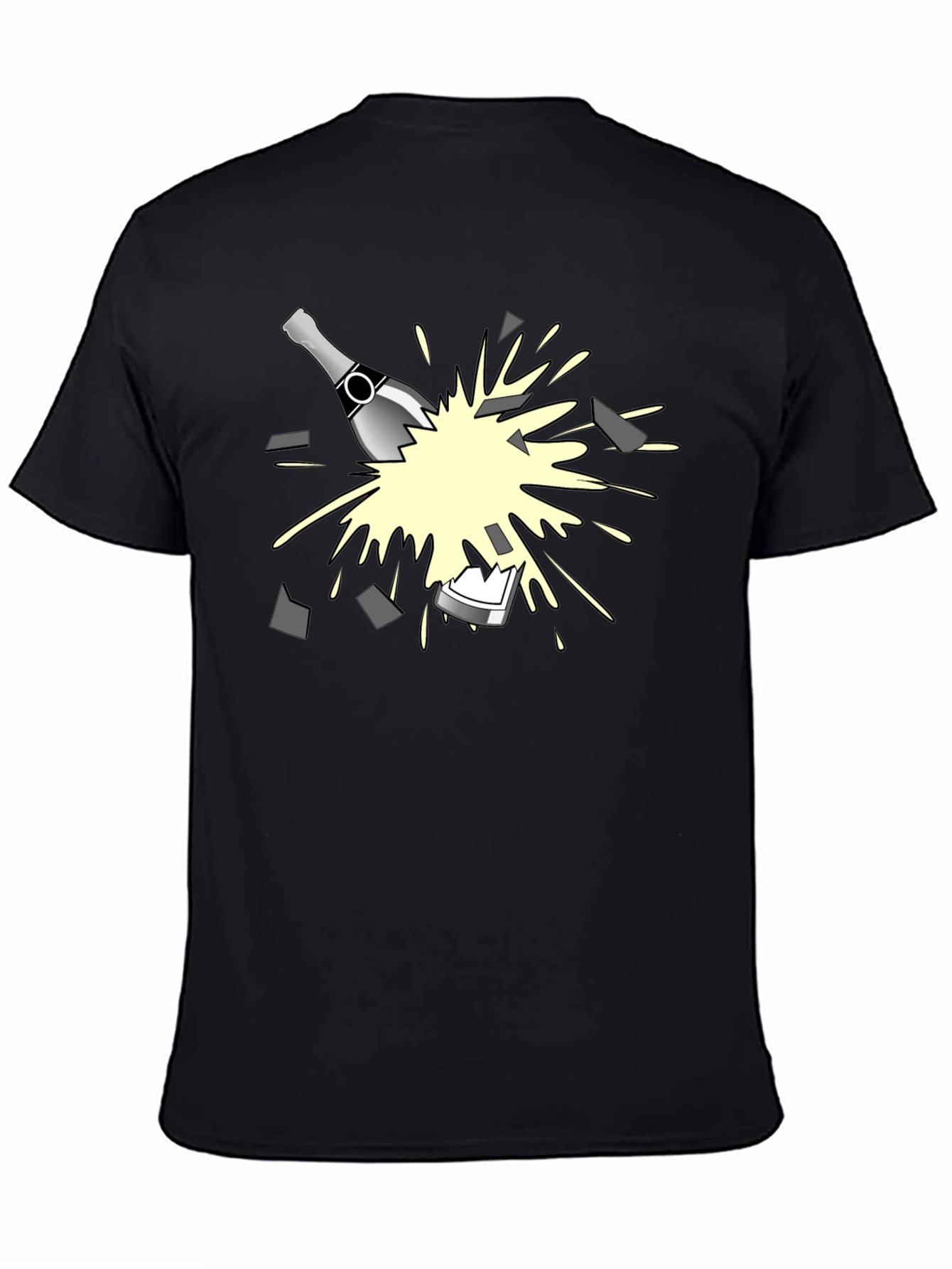 Breaking Champagne Bottle Graphic Tee - Black