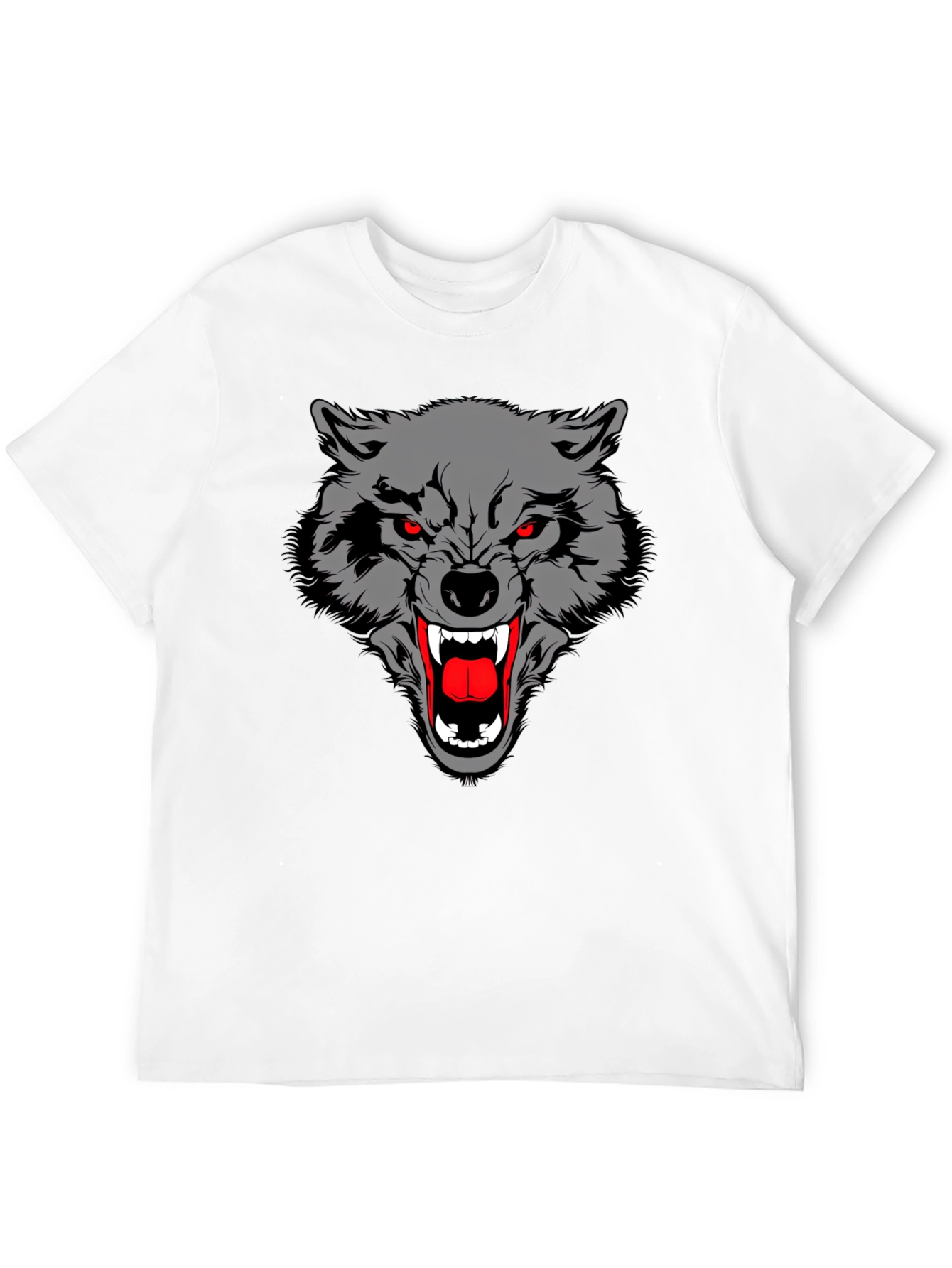 Black T-Shirt with Wolf Graphic