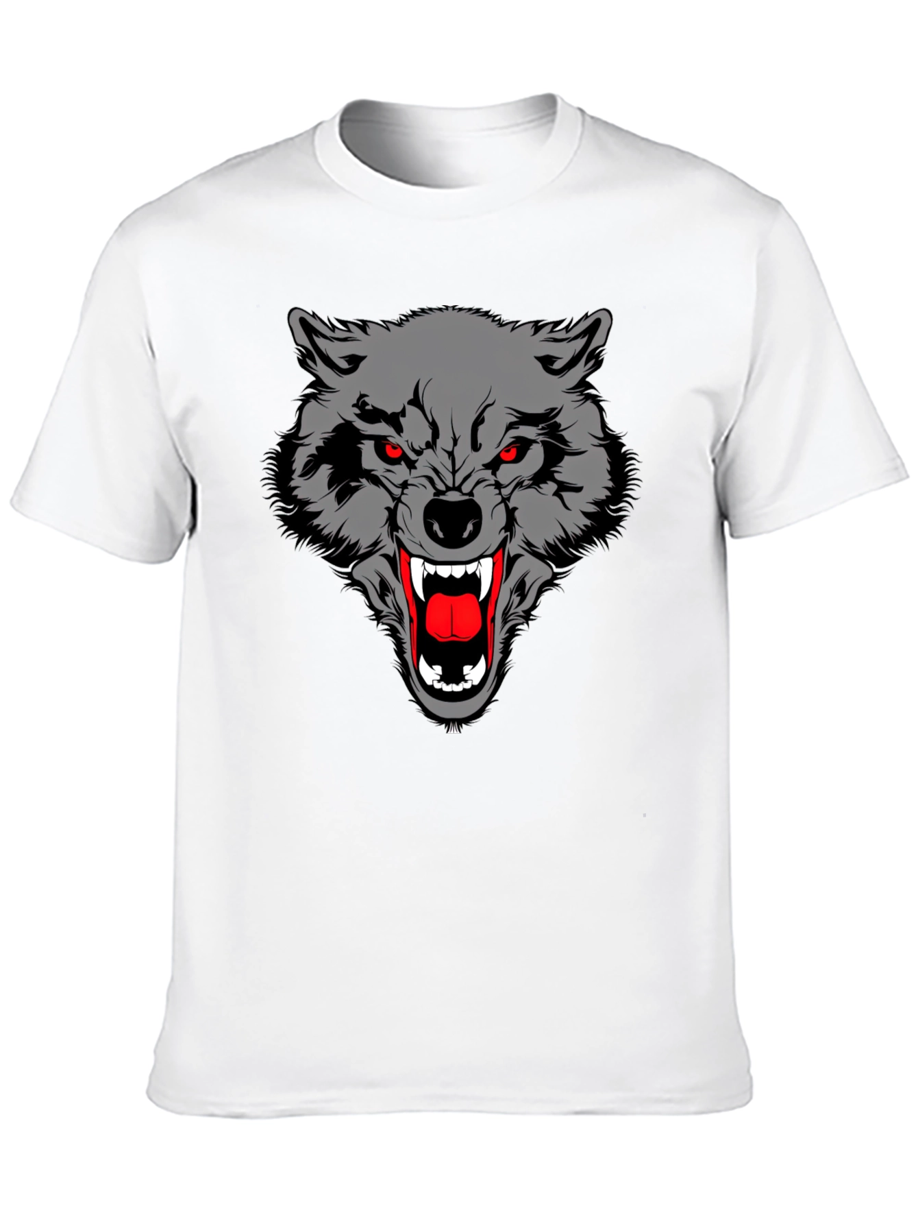 Black T-Shirt with Wolf Graphic