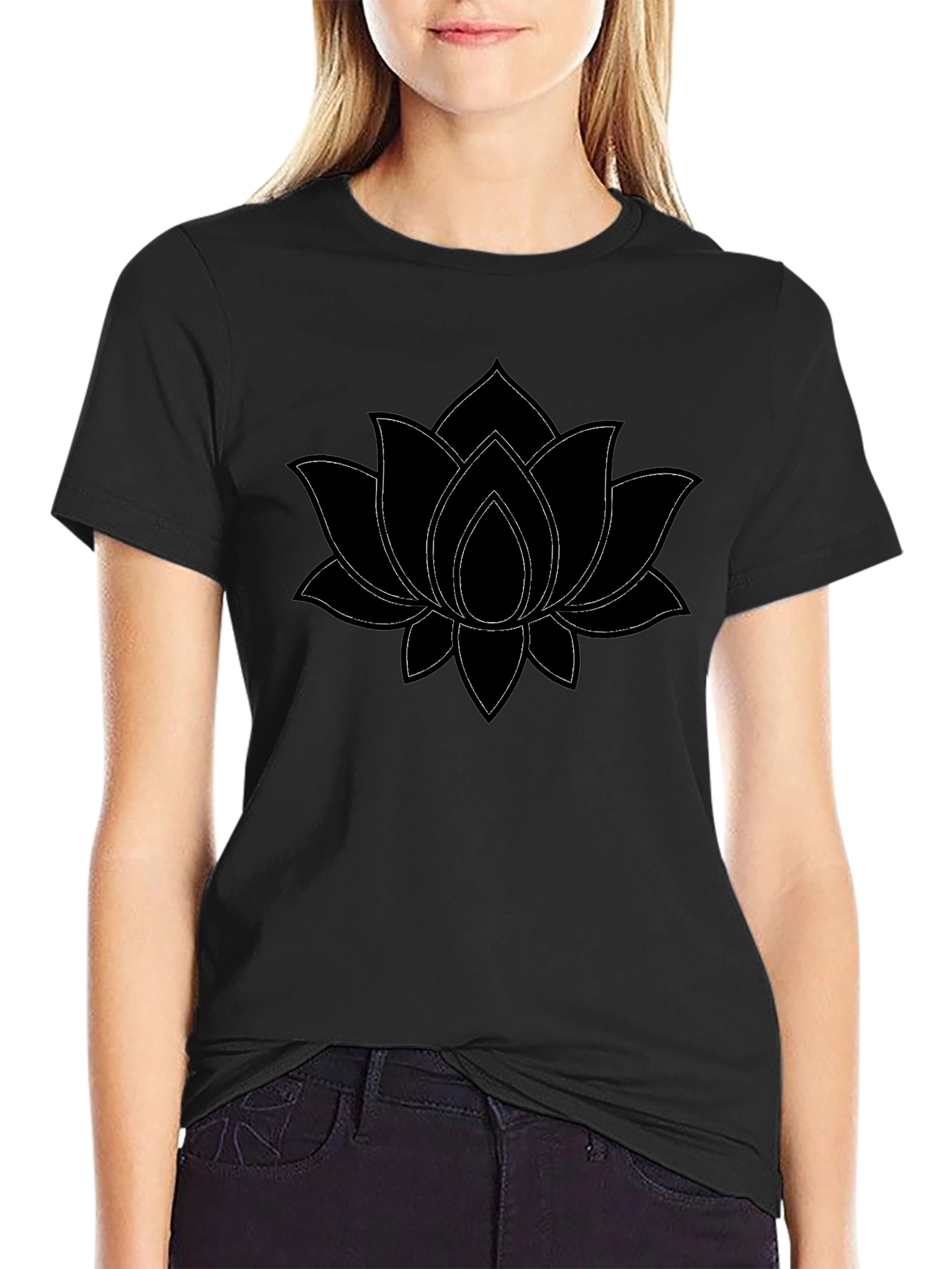 Black Lotus Flower Graphic Tee