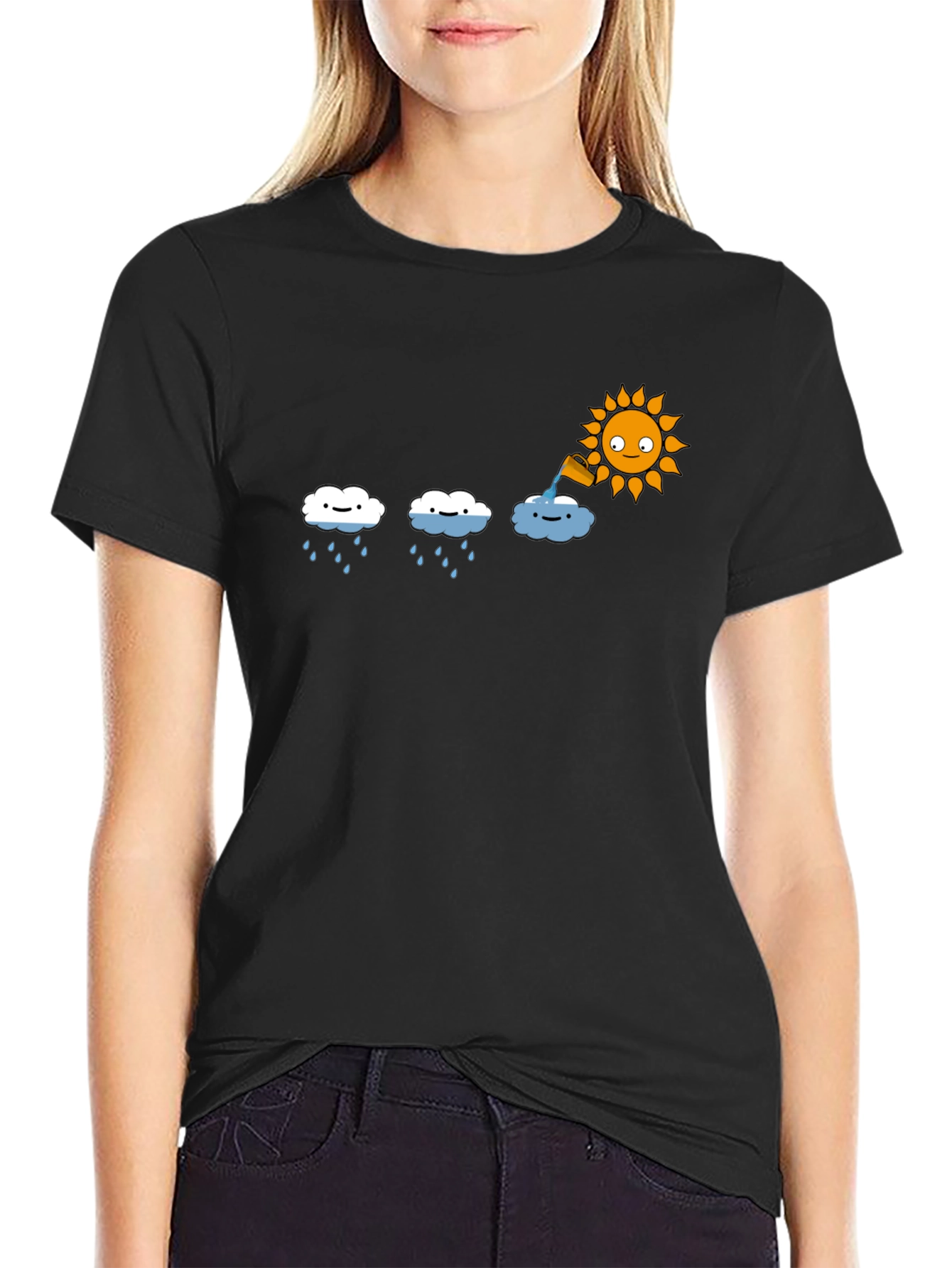 Funny Weather Graphic Black T-Shirt