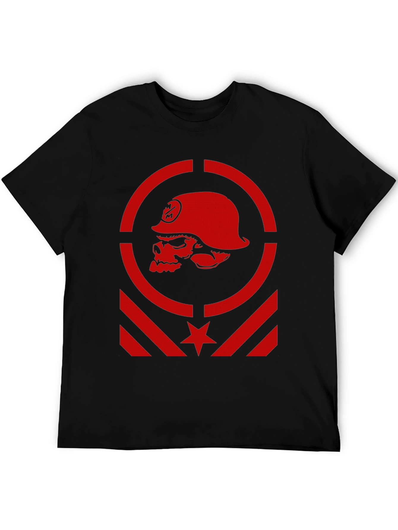 Edgy Skull Soldier Graphic Tee - Black