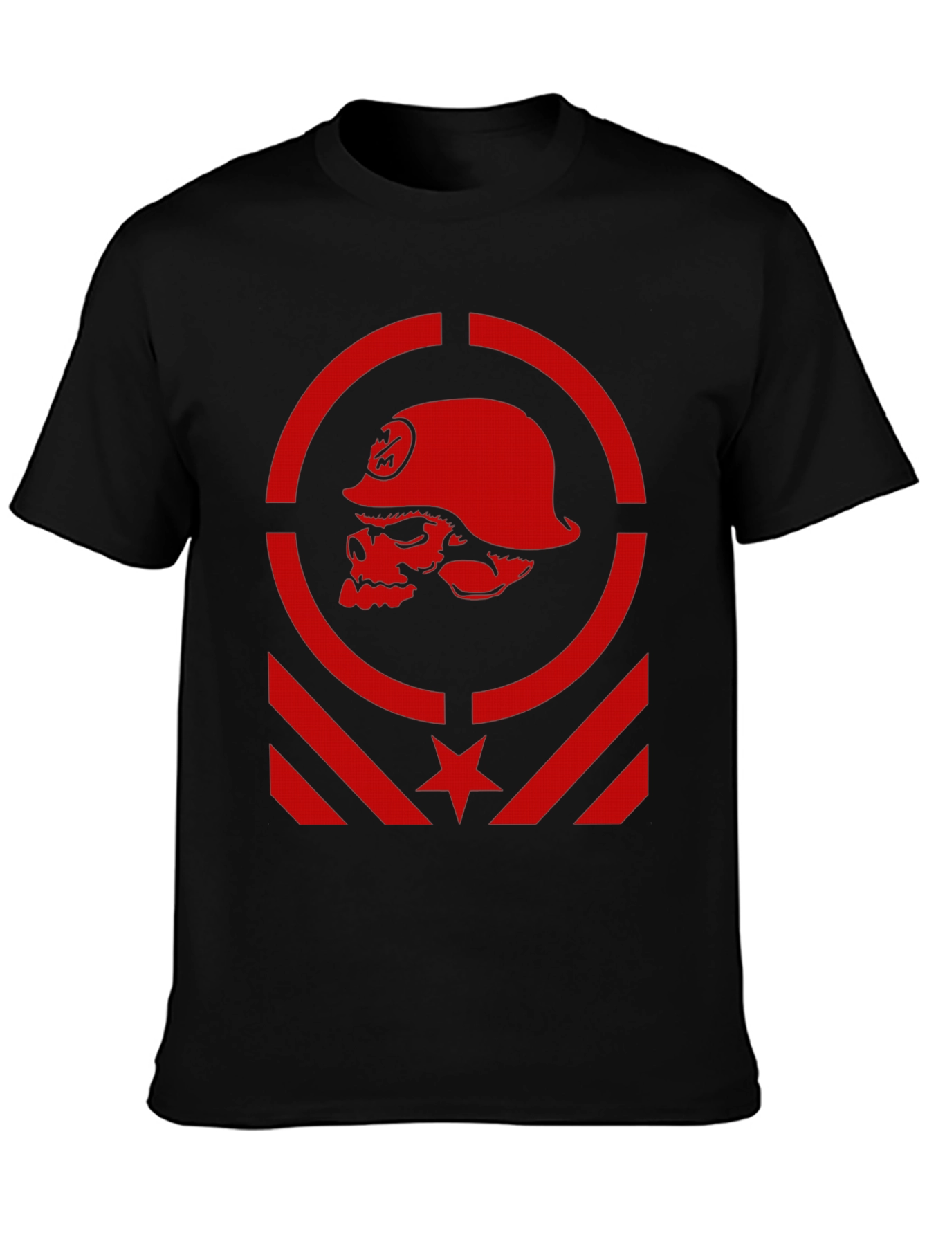Edgy Skull Soldier Graphic Tee - Black