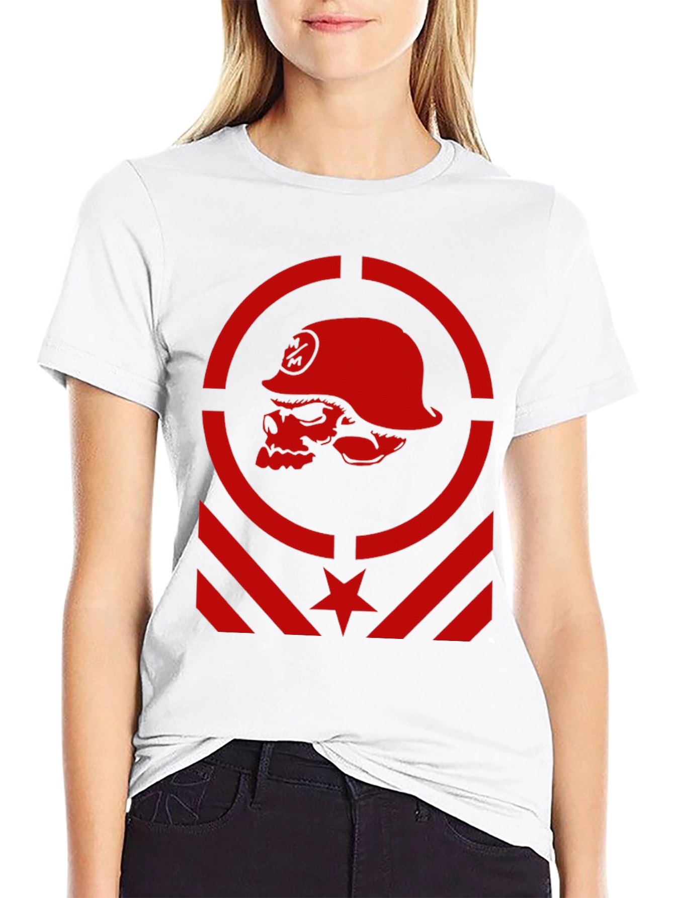 Edgy Skull Soldier Graphic Tee - Black