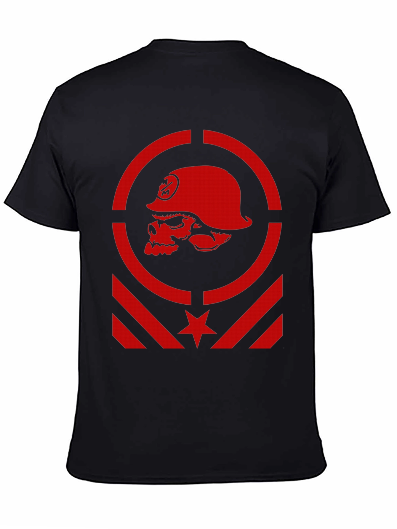 Edgy Skull Soldier Graphic Tee - Black