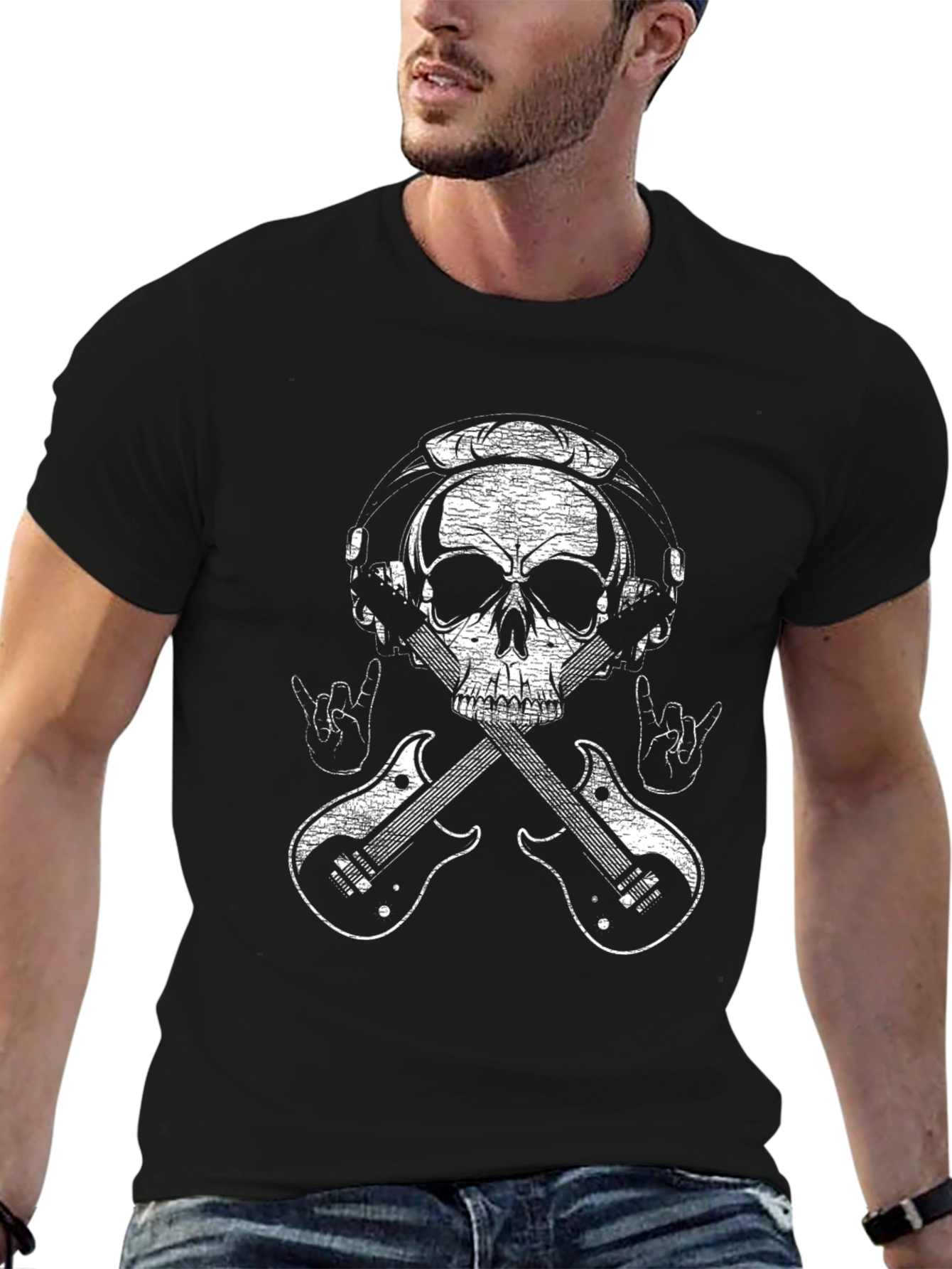 Rock On Skull T-Shirt - Music Lover Graphic Tee