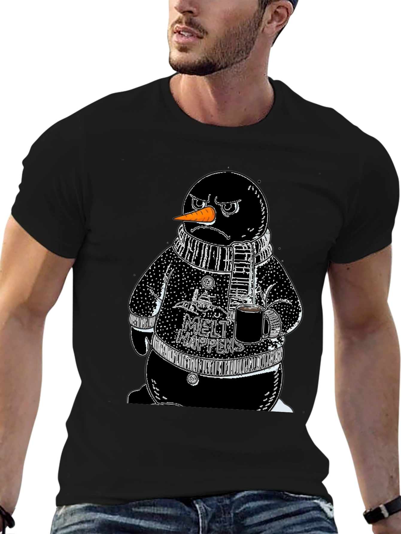 Grumpy Snowman Graphic Tee - Winter Style