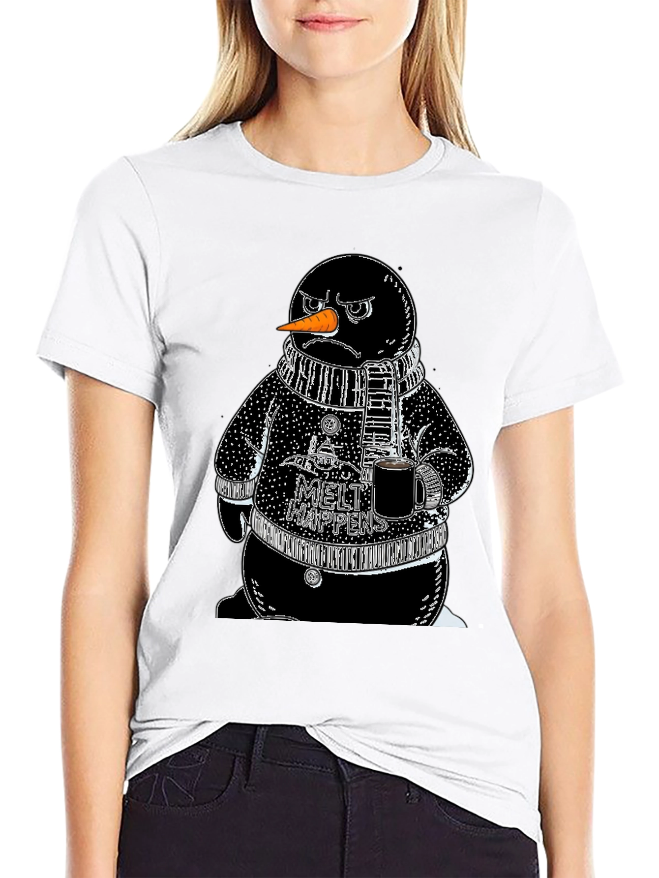 Grumpy Snowman Graphic Tee - Winter Style