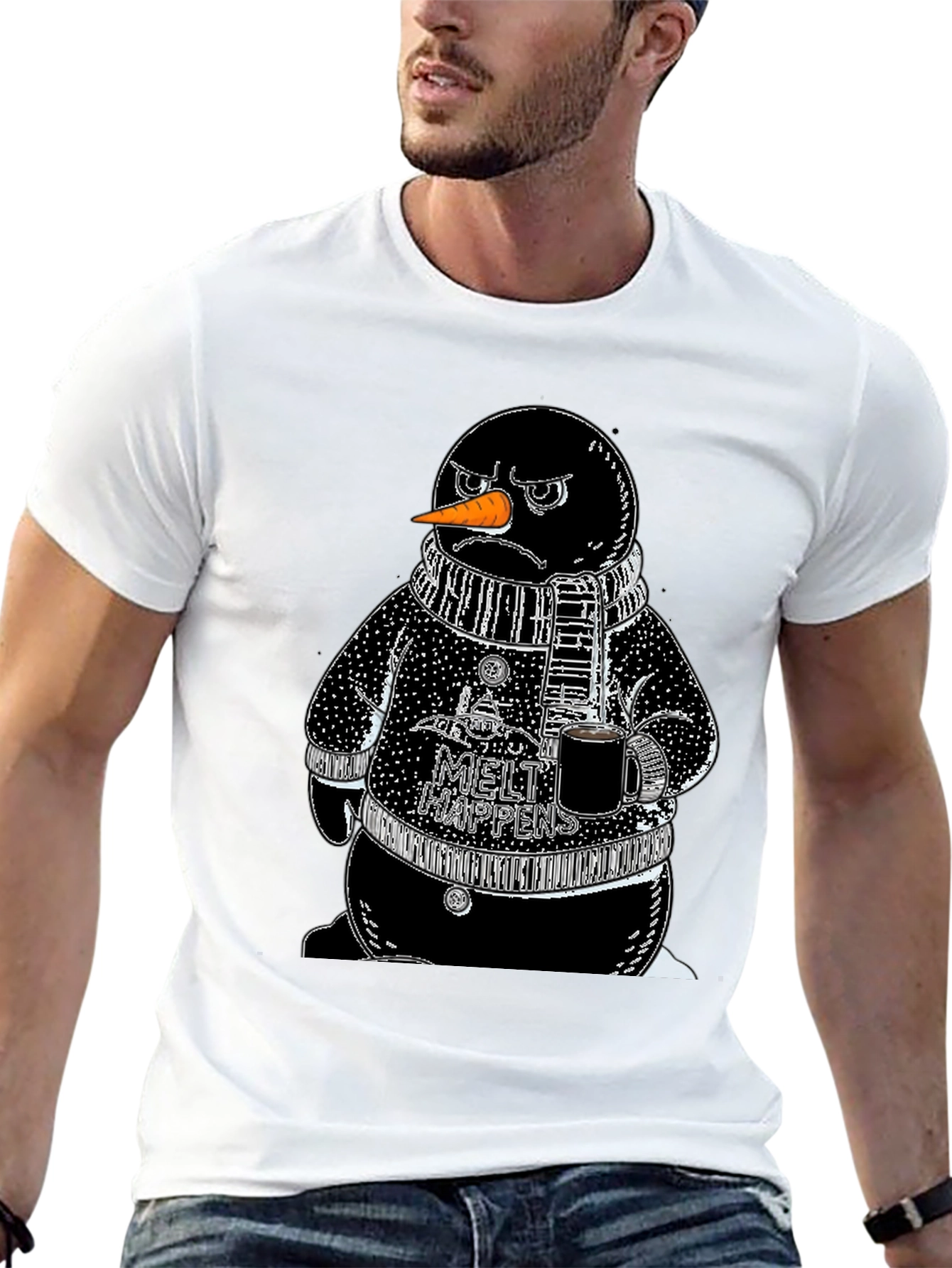 Grumpy Snowman Graphic Tee - Winter Style