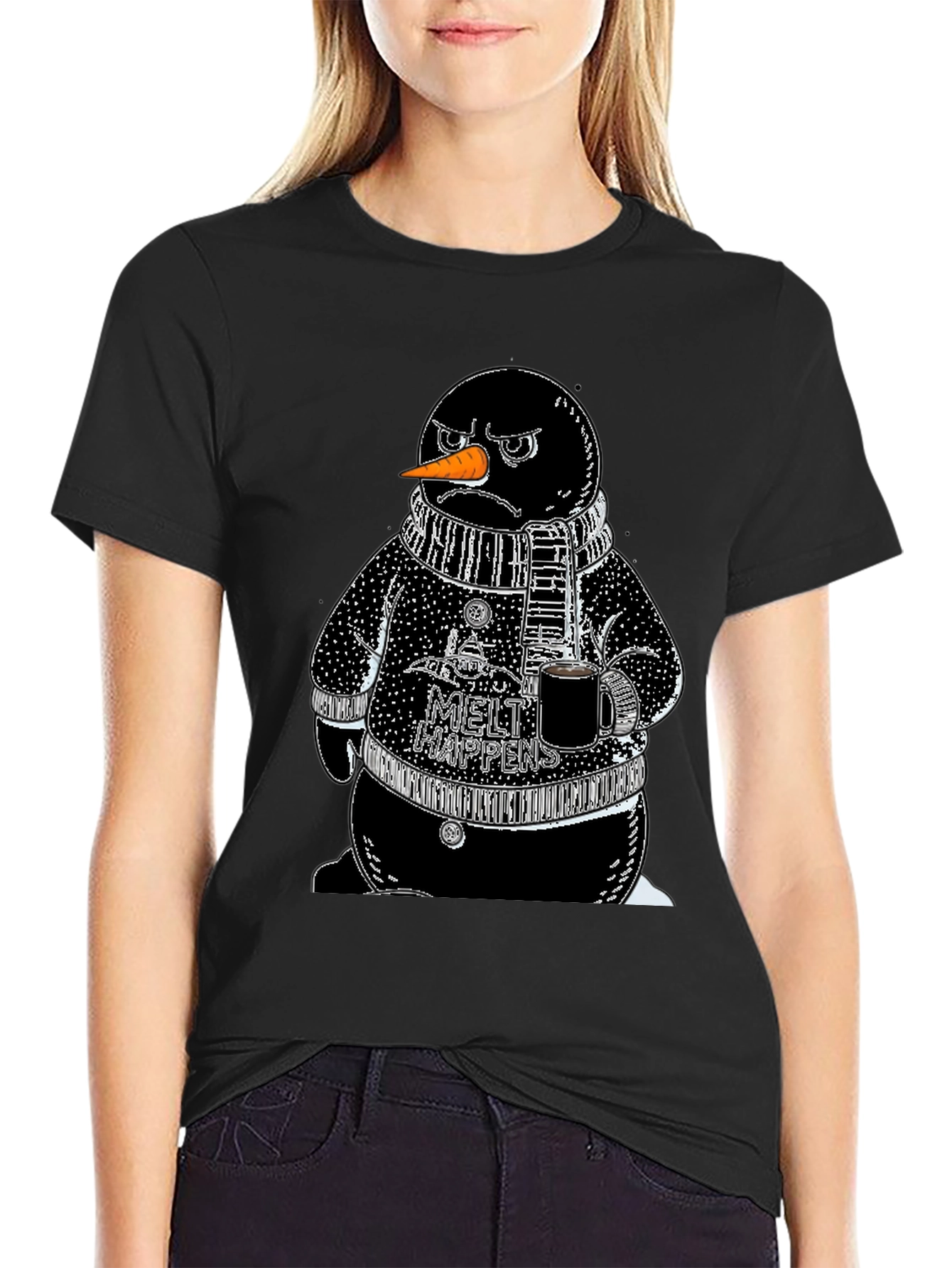 Grumpy Snowman Graphic Tee - Winter Style