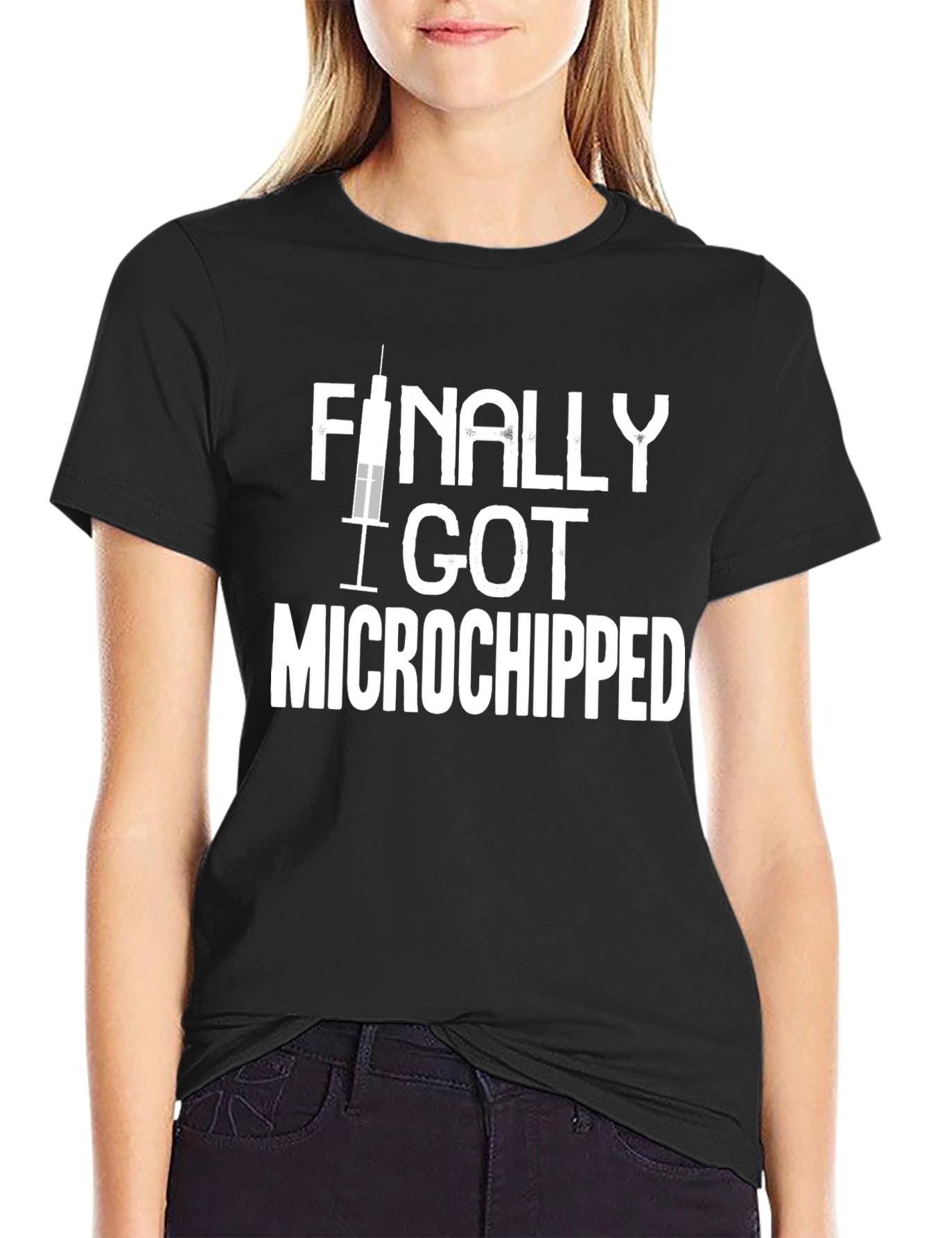 Finally Got Microchipped - Novelty T-Shirt