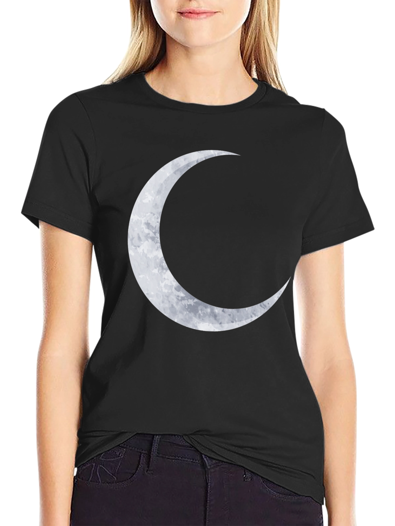 Crescent Moon Graphic Tee - Stylish Black T-Shirt