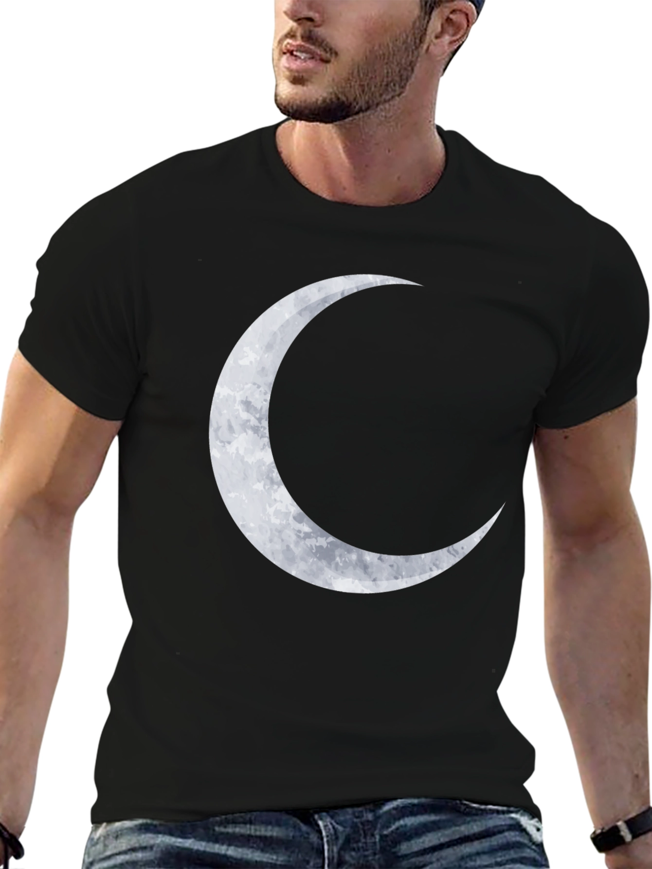 Crescent Moon Graphic Tee - Stylish Black T-Shirt