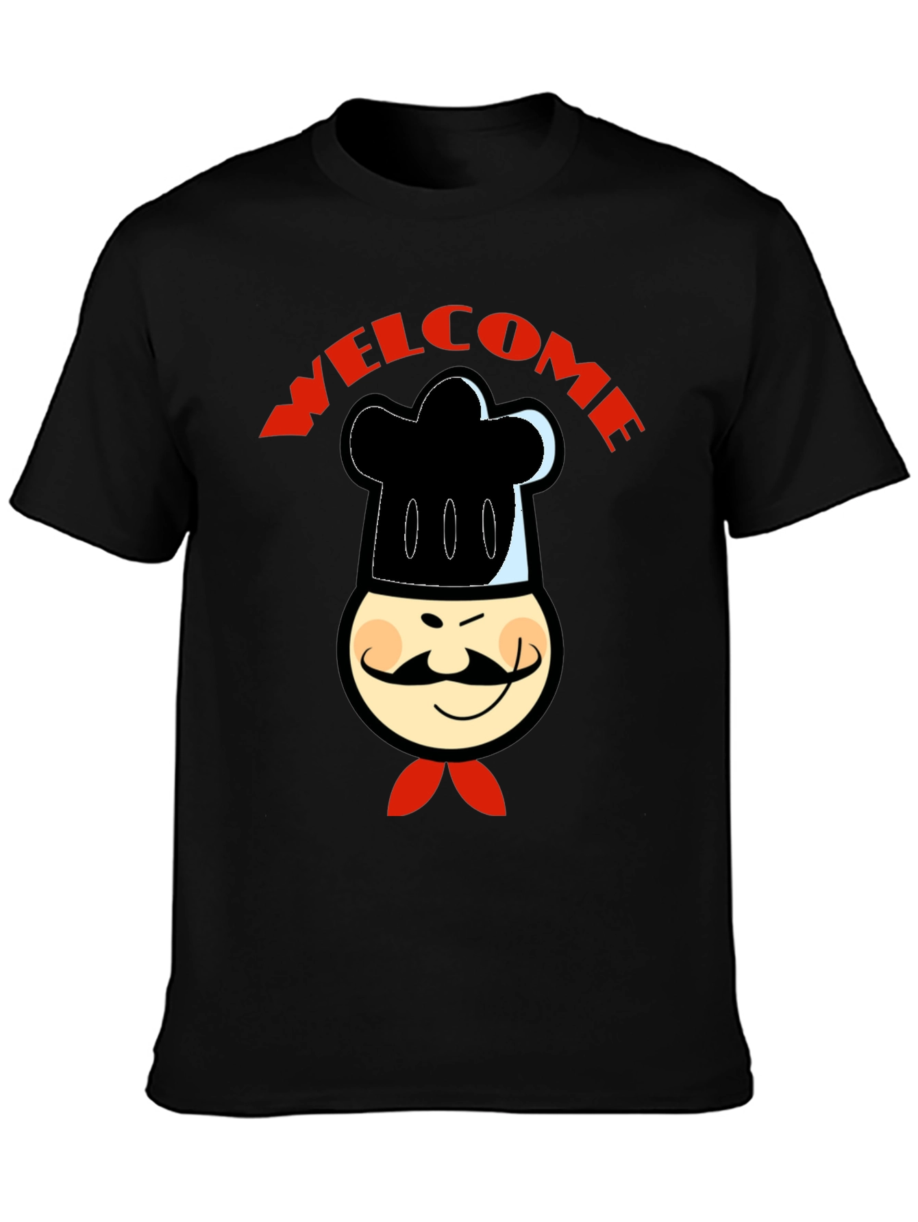 Chef Welcome Graphic T-Shirt -  Mens Black Cotton Tee
