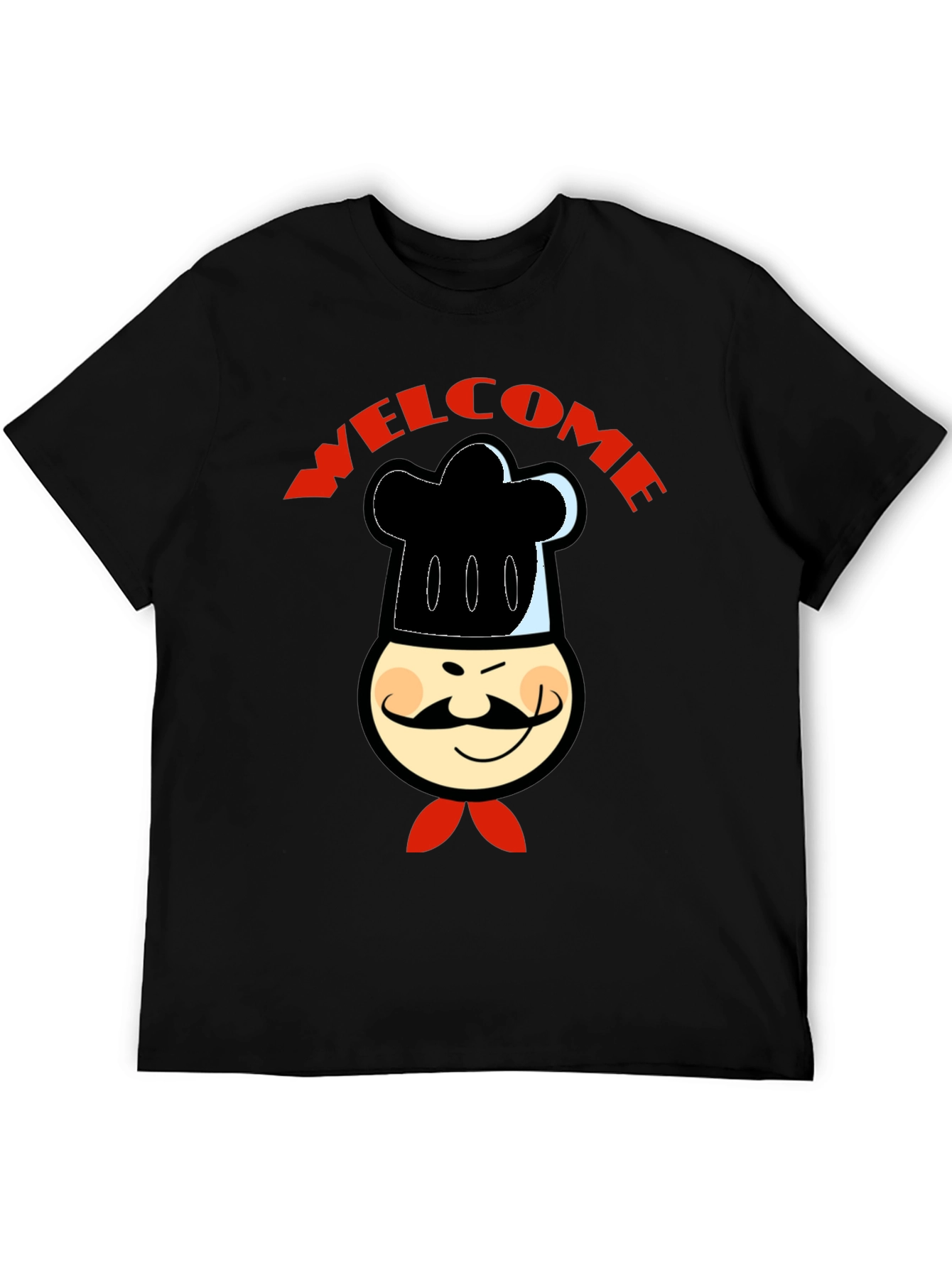 Chef Welcome Graphic T-Shirt -  Mens Black Cotton Tee