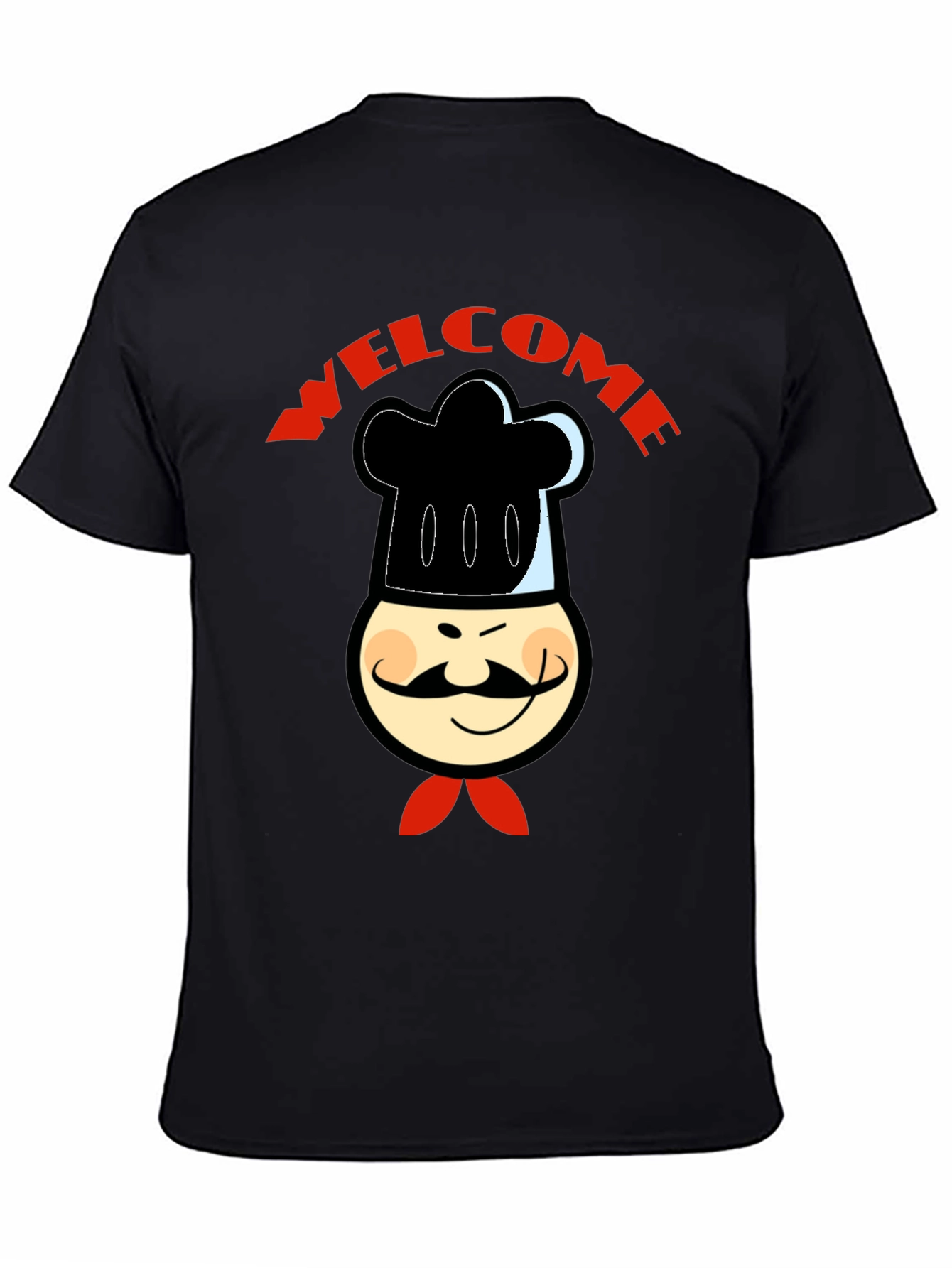 Chef Welcome Graphic T-Shirt -  Mens Black Cotton Tee