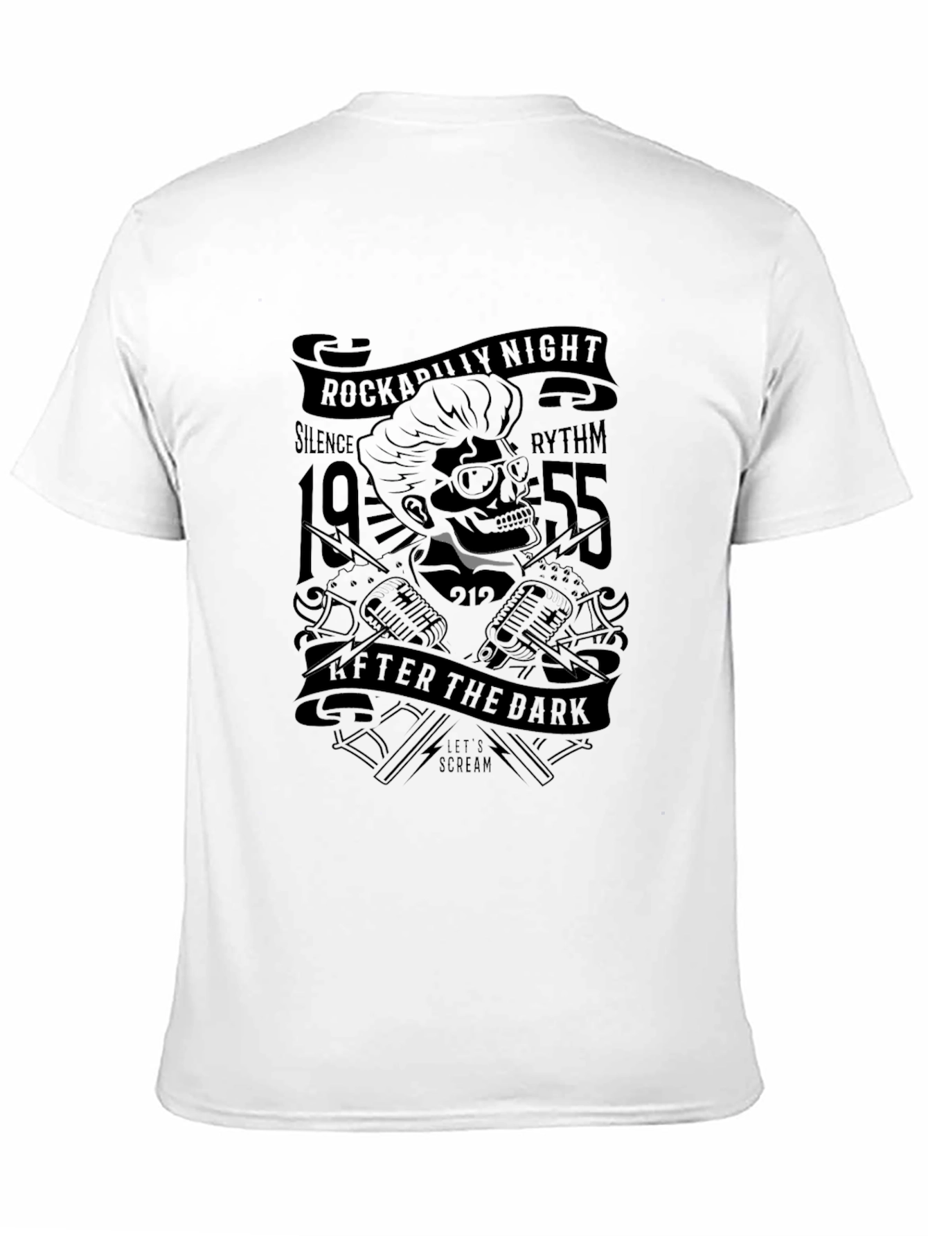 Rockabilly Night Skull Graphic Tee - Black