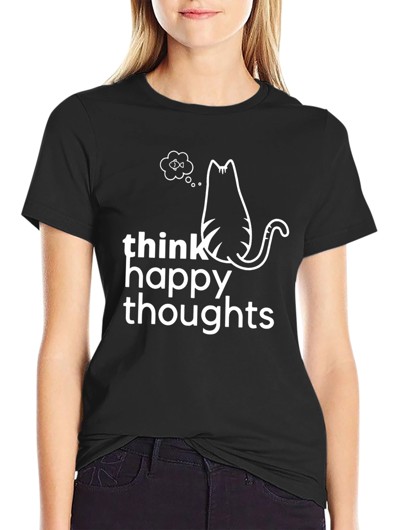Think Happy Thoughts Cat T-Shirt