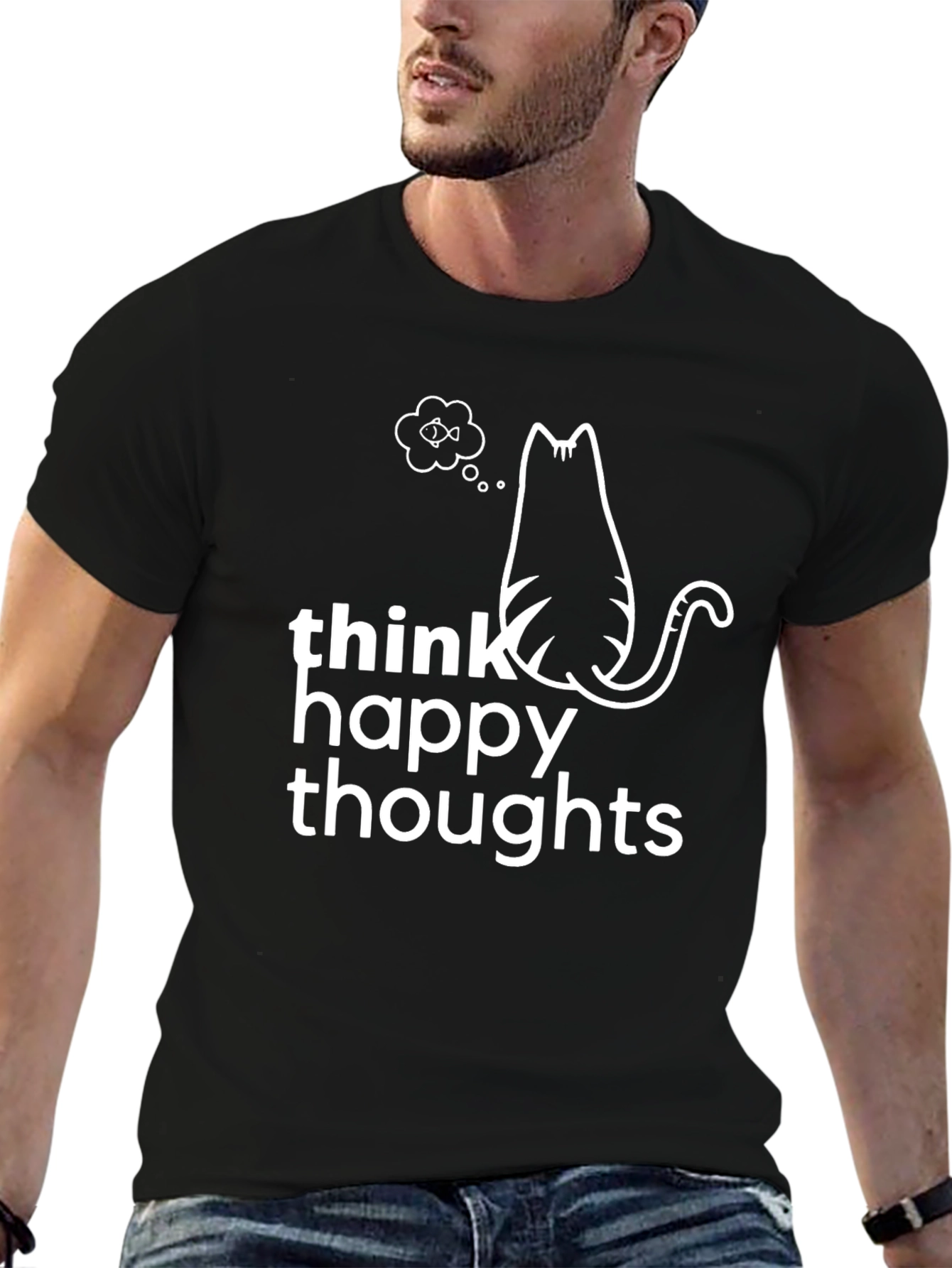 Think Happy Thoughts Cat T-Shirt