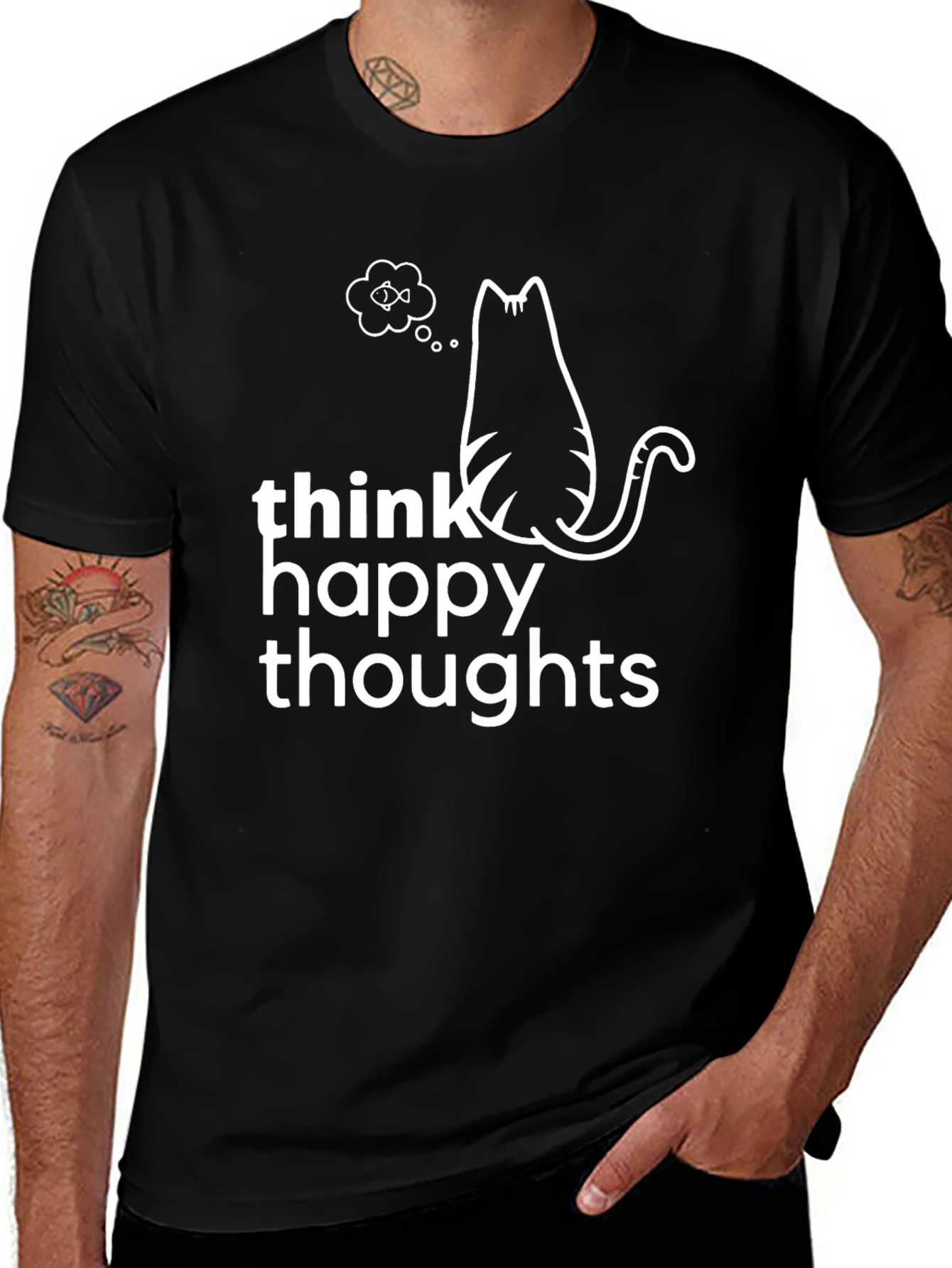 Think Happy Thoughts Cat T-Shirt