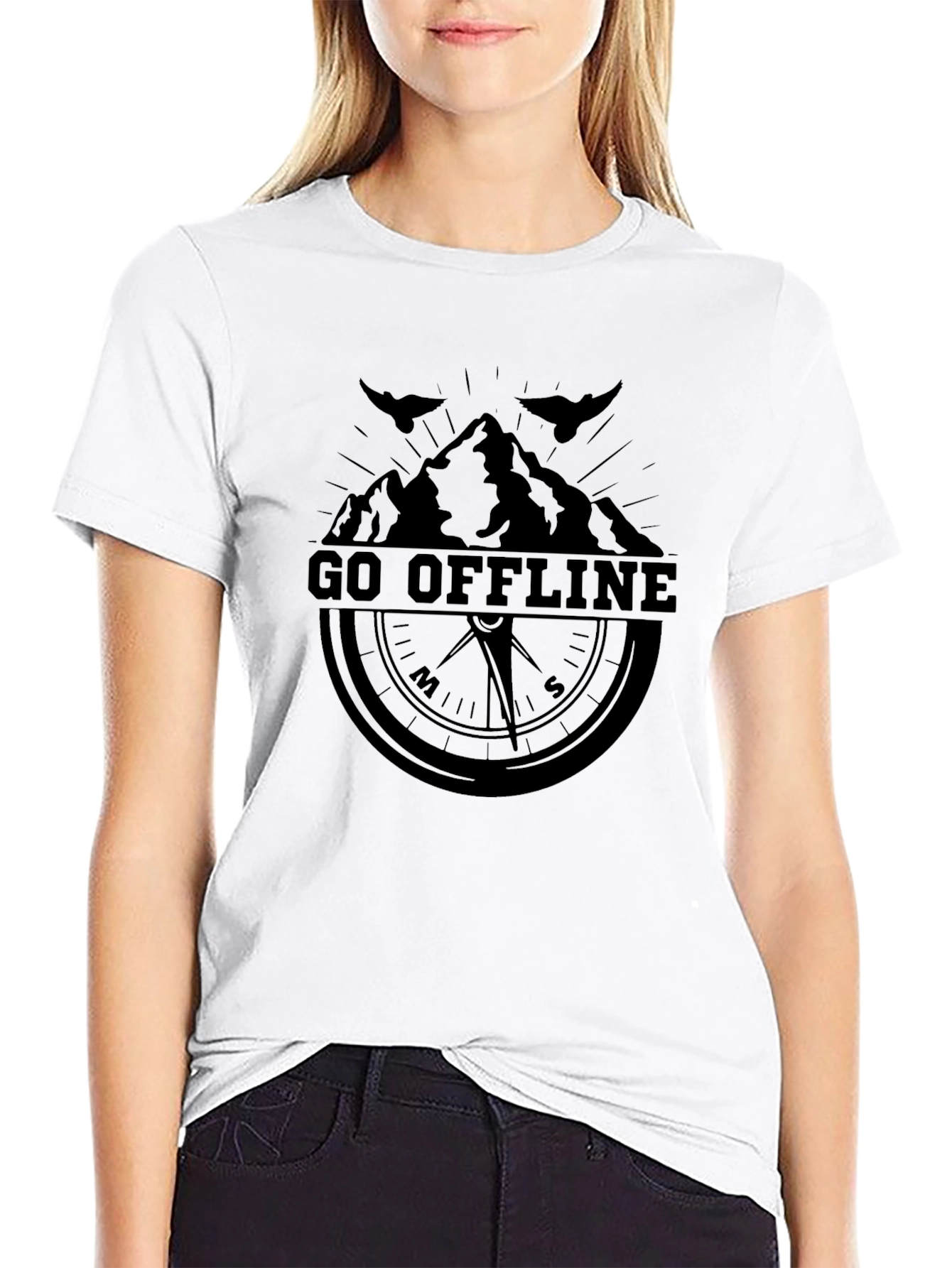 Go Offline Black Graphic Tee for Men