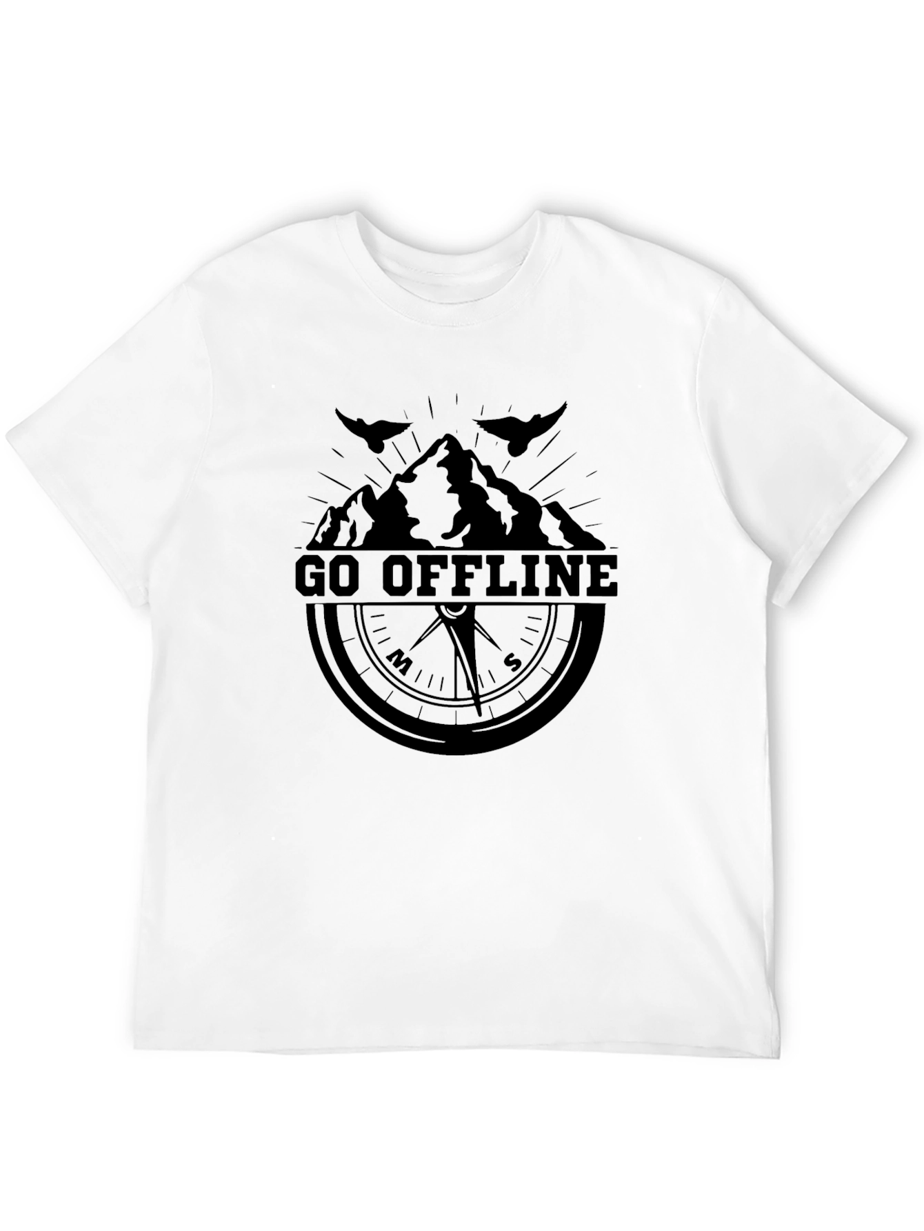 Go Offline Black Graphic Tee for Men