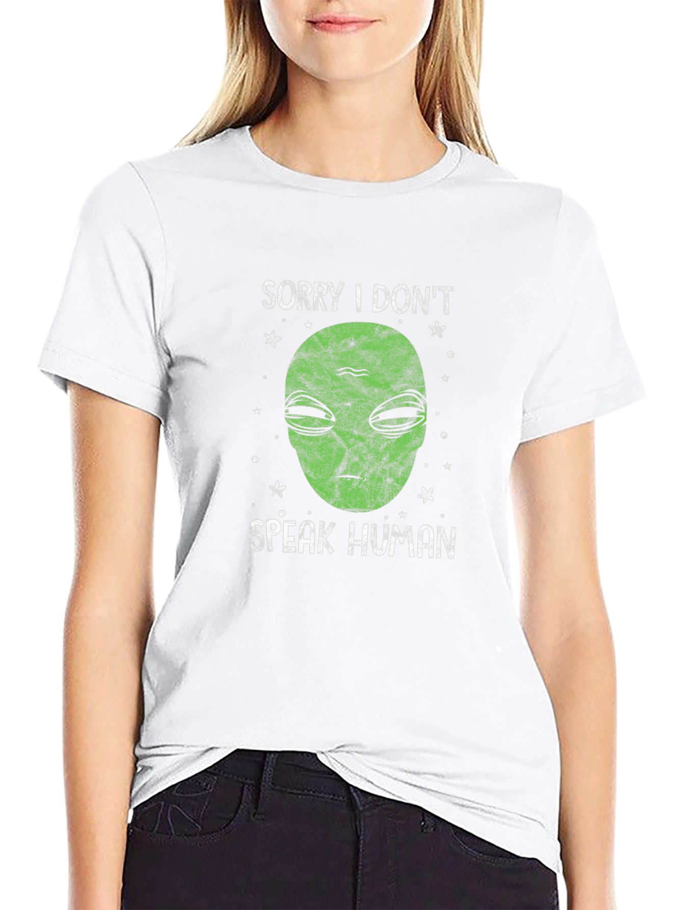 Sorry I Dont Speak Human Alien Graphic T-Shirt