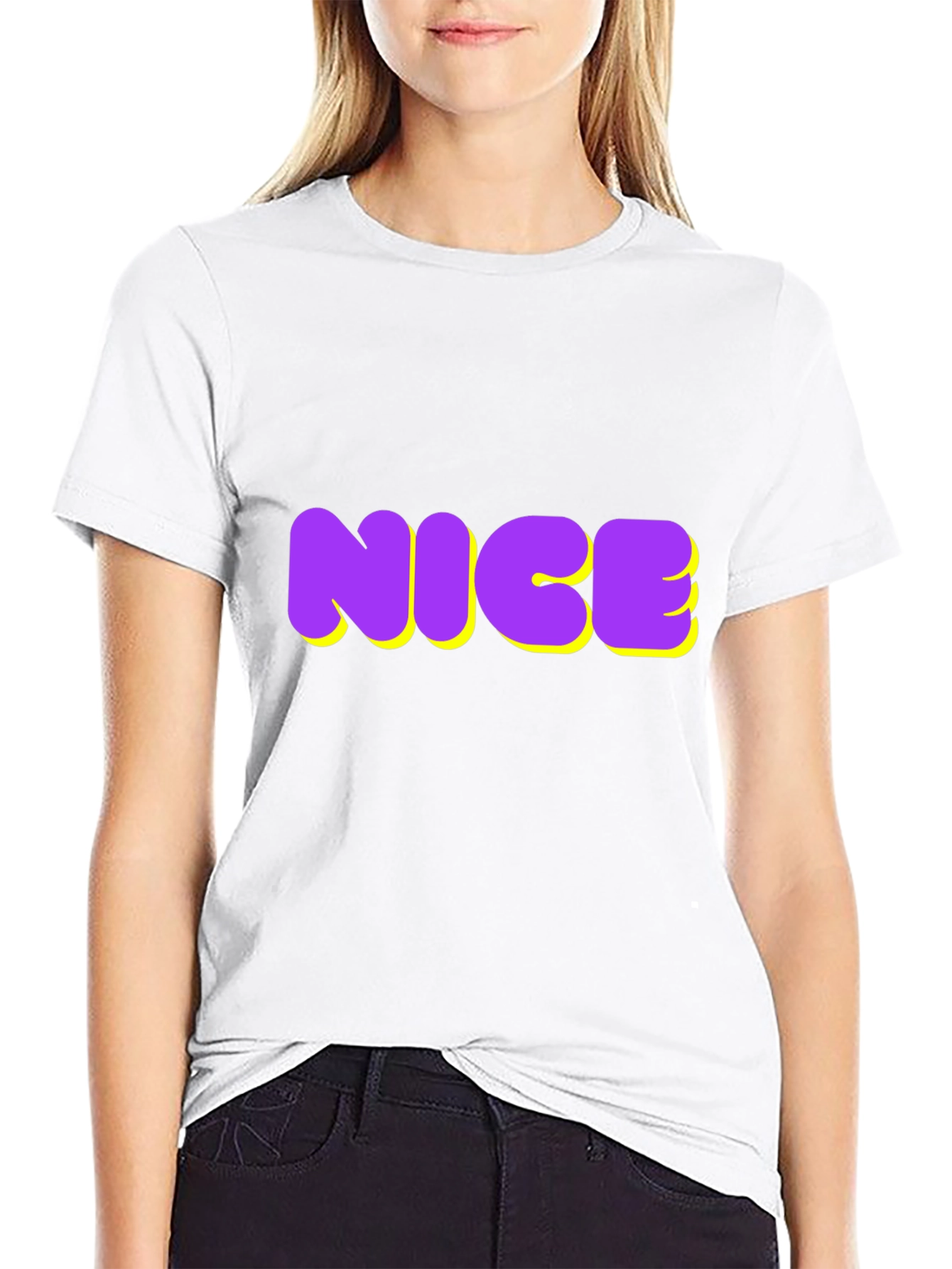 NICE Graphic Tee - Bold Purple & Yellow Design