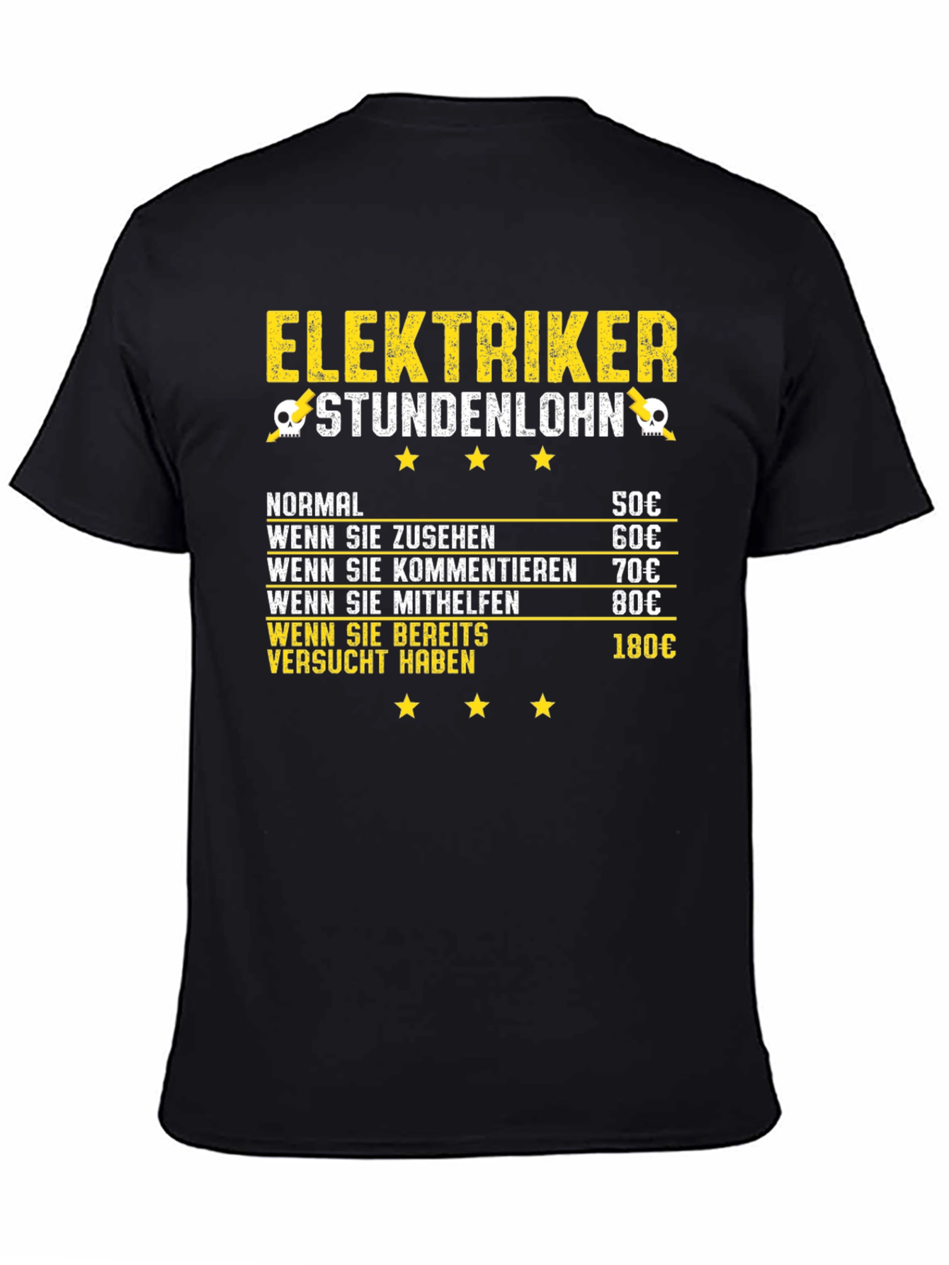 Electrician Hourly Rate Humor Black T-Shirt