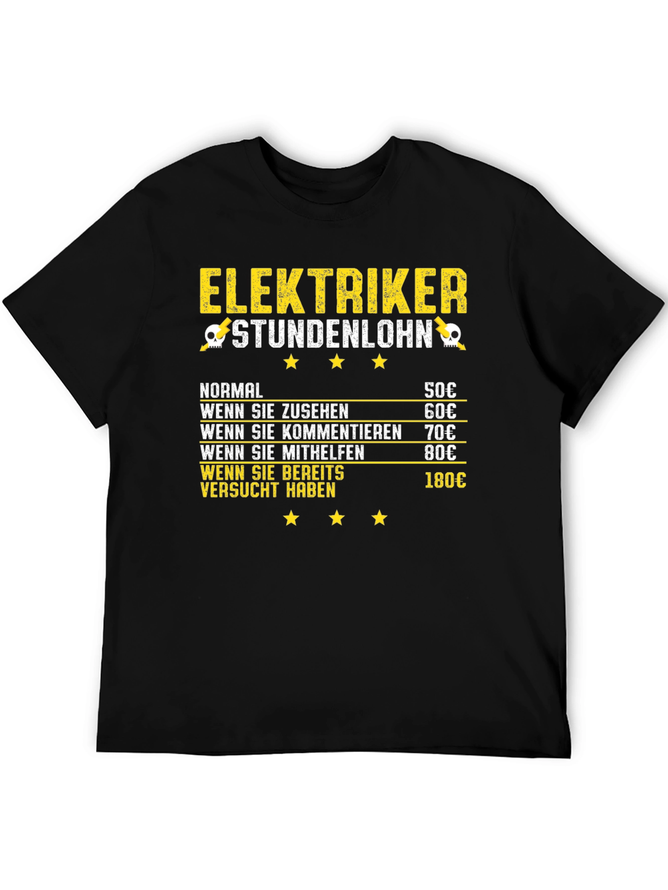 Electrician Hourly Rate Humor Black T-Shirt
