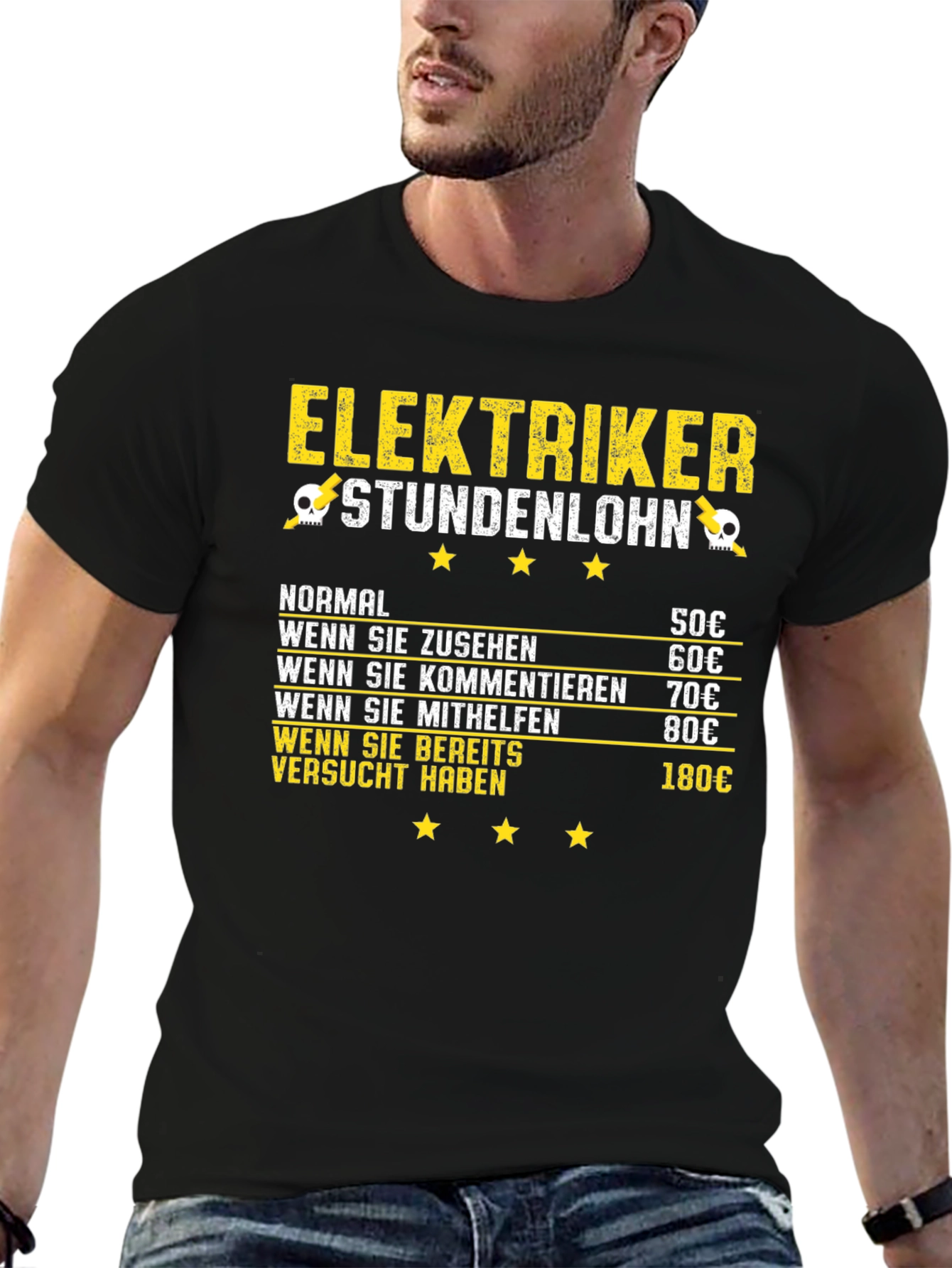 Electrician Hourly Rate Humor Black T-Shirt