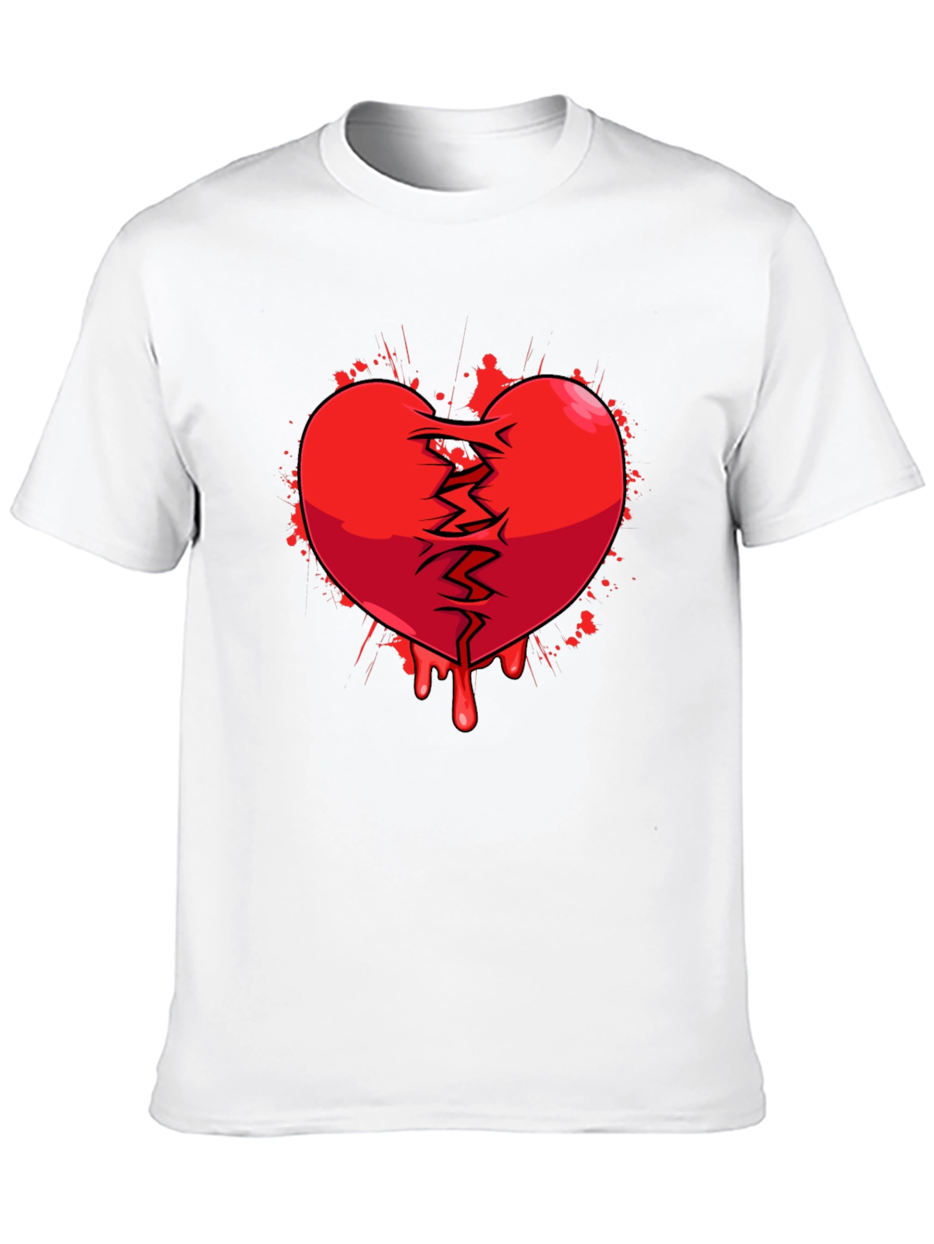 Broken Heart Graphic Print Black T-Shirt