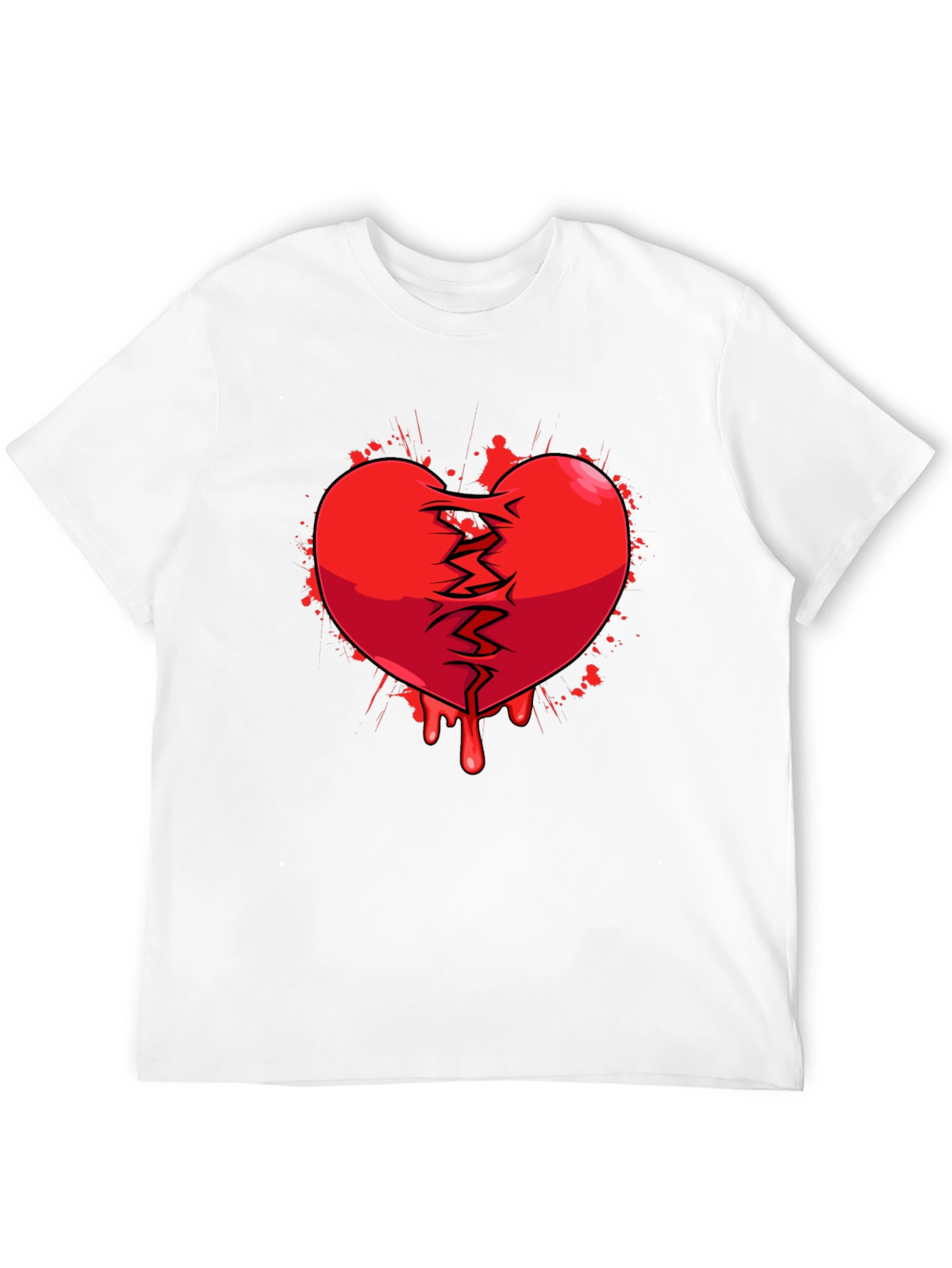 Broken Heart Graphic Print Black T-Shirt