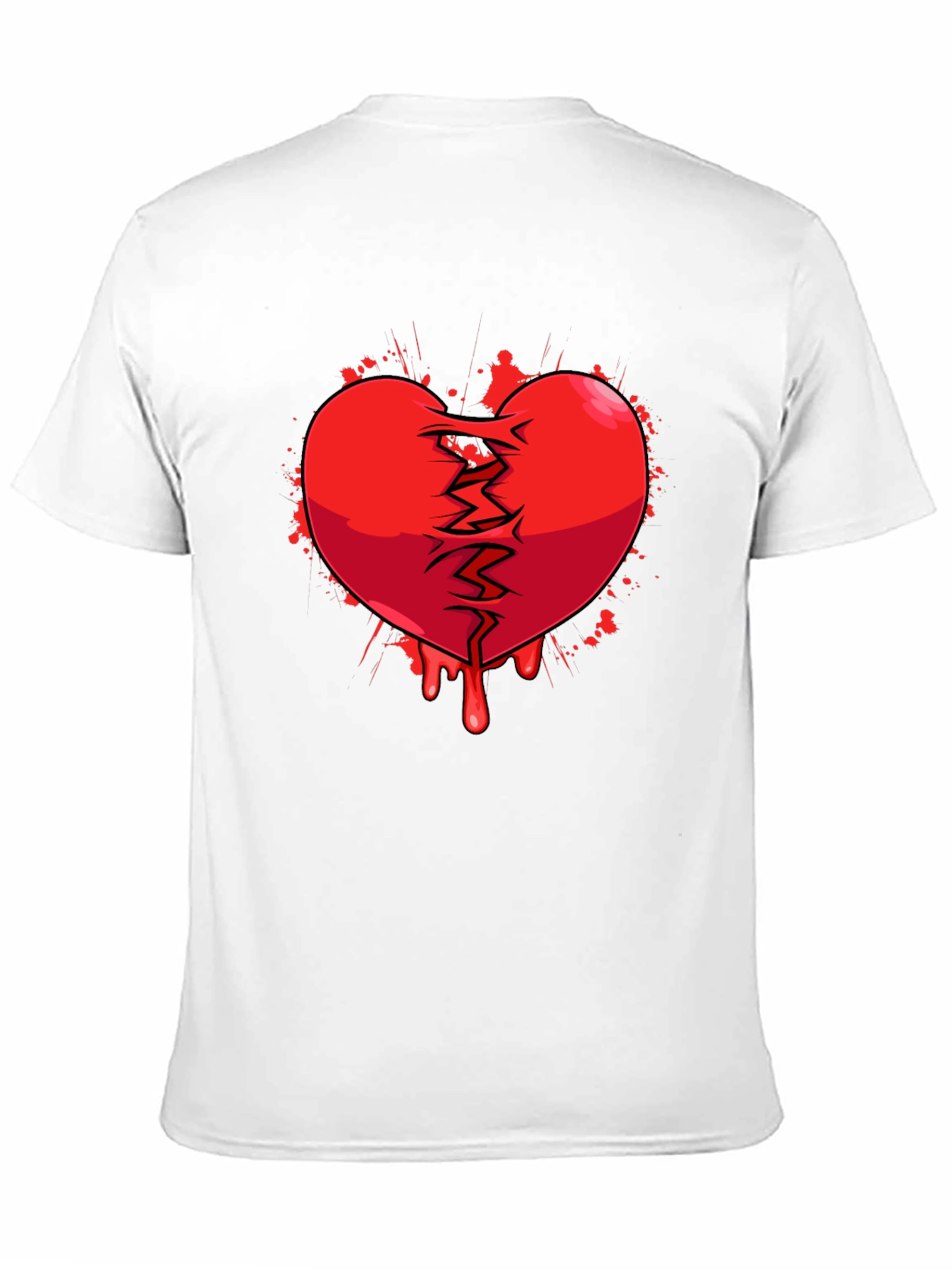 Broken Heart Graphic Print Black T-Shirt