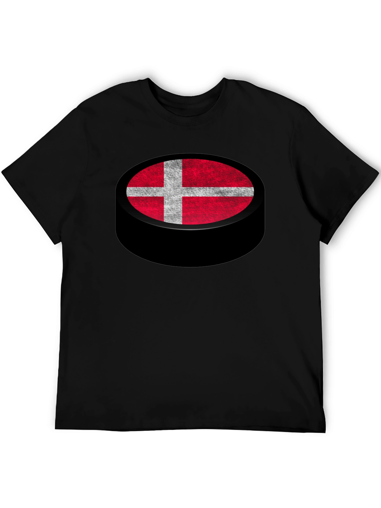 Denmark Flag Hockey Puck Graphic T-Shirt