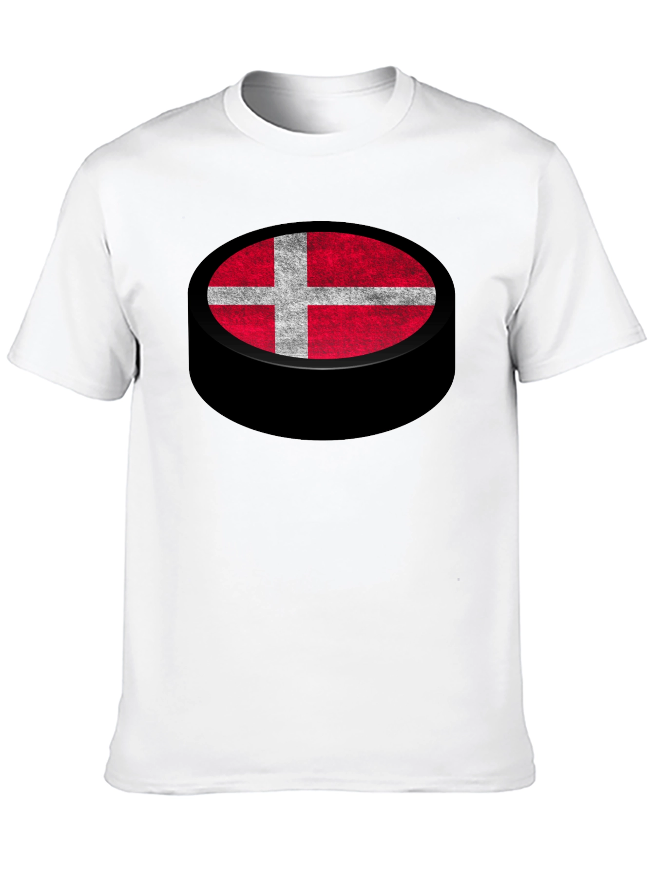 Denmark Flag Hockey Puck Graphic T-Shirt
