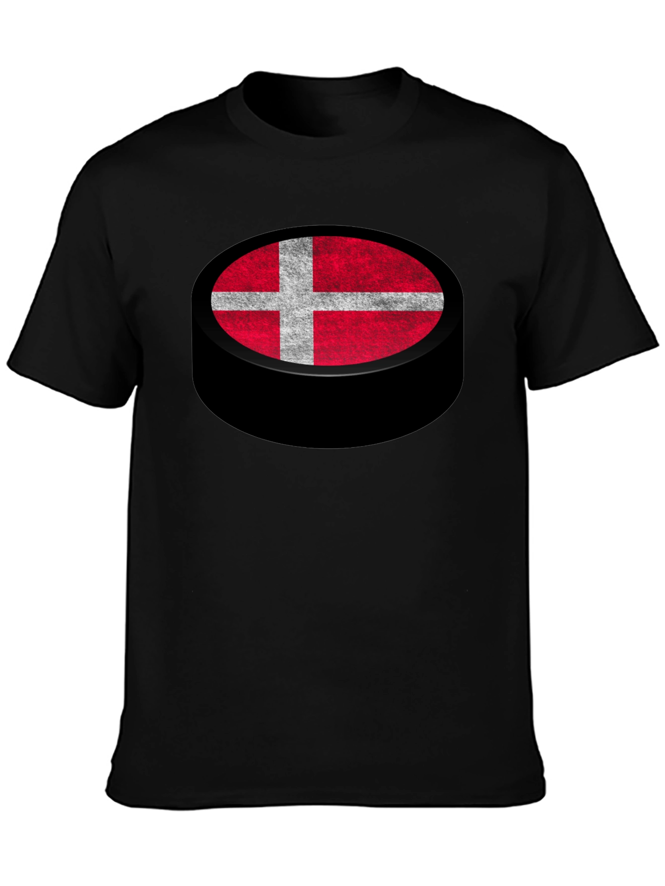 Denmark Flag Hockey Puck Graphic T-Shirt