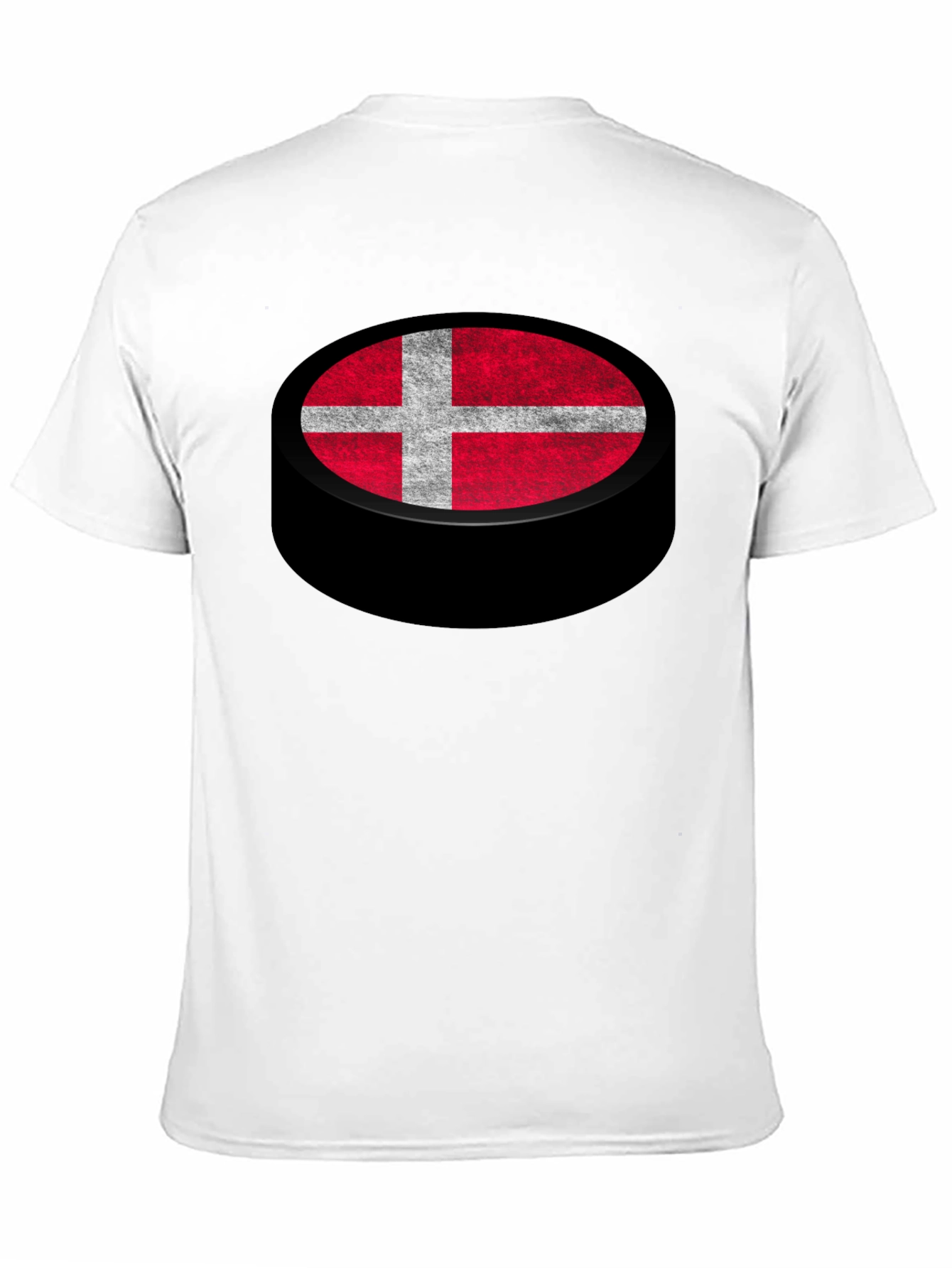 Denmark Flag Hockey Puck Graphic T-Shirt