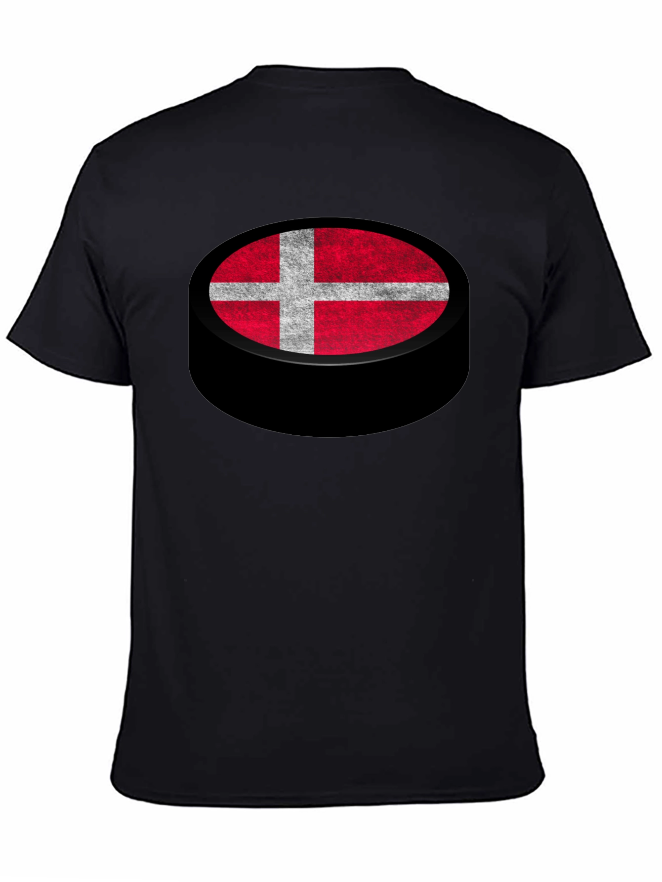 Denmark Flag Hockey Puck Graphic T-Shirt
