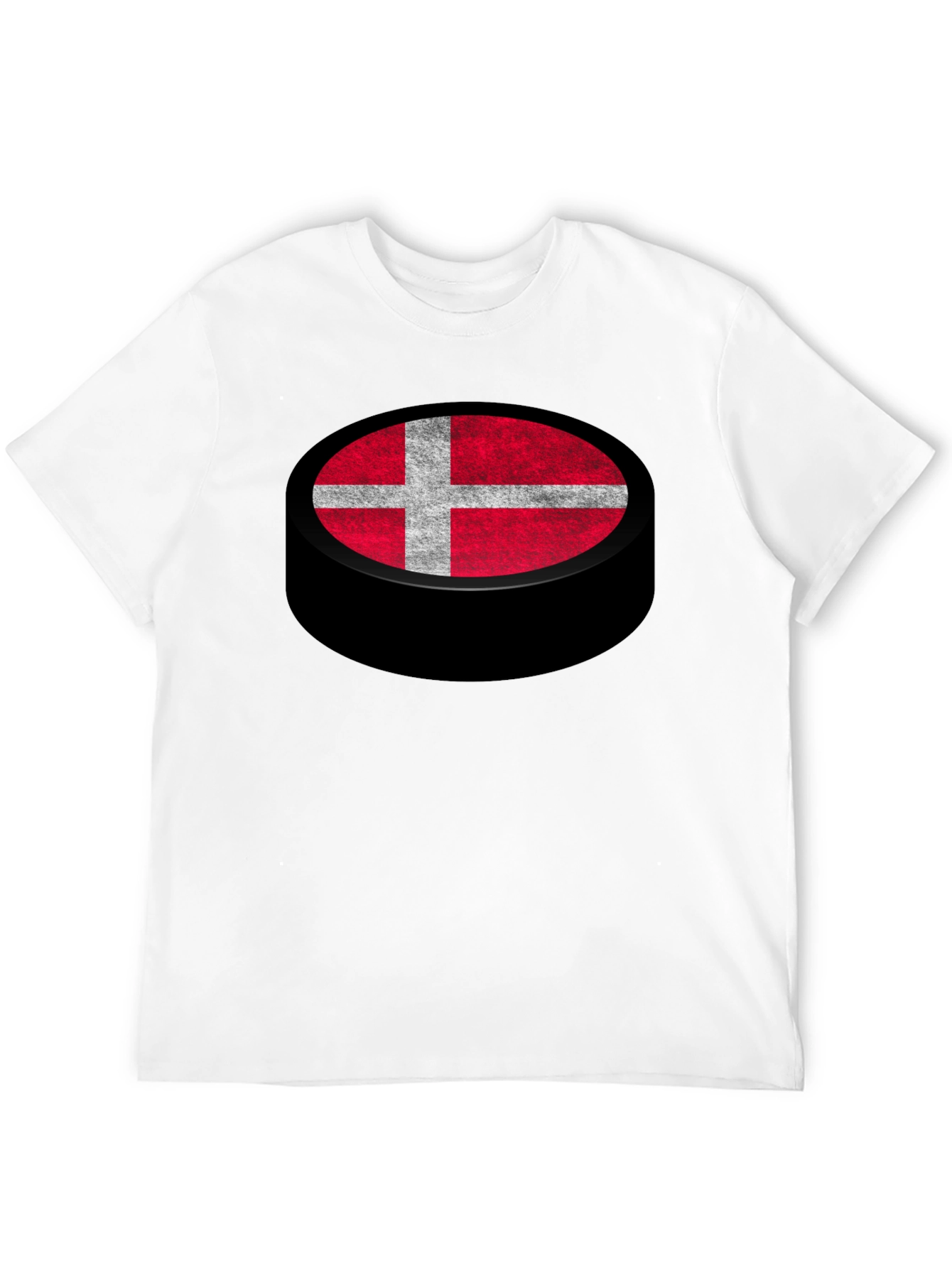 Denmark Flag Hockey Puck Graphic T-Shirt