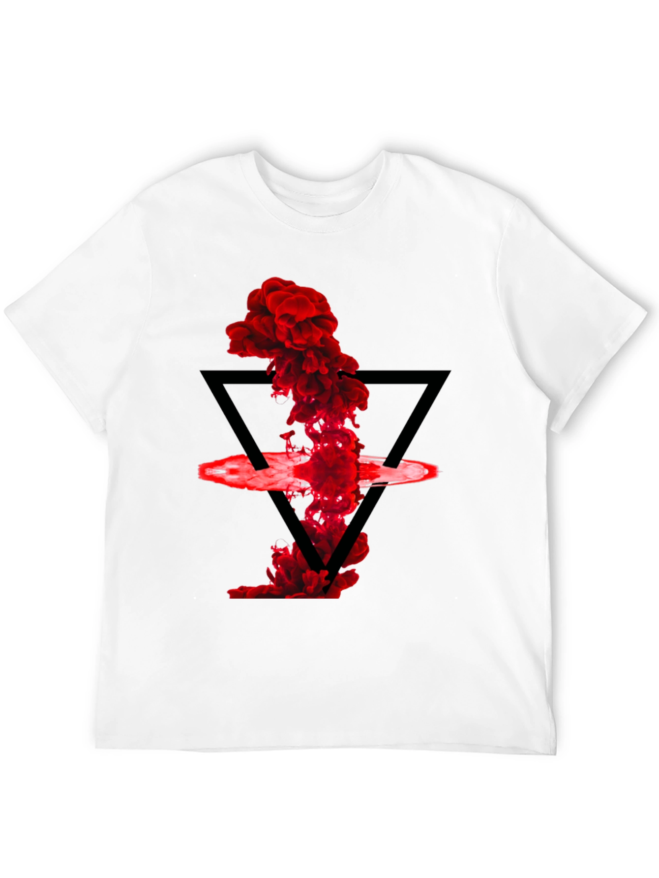 Abstract Red Smoke Triangle Graphic T-Shirt
