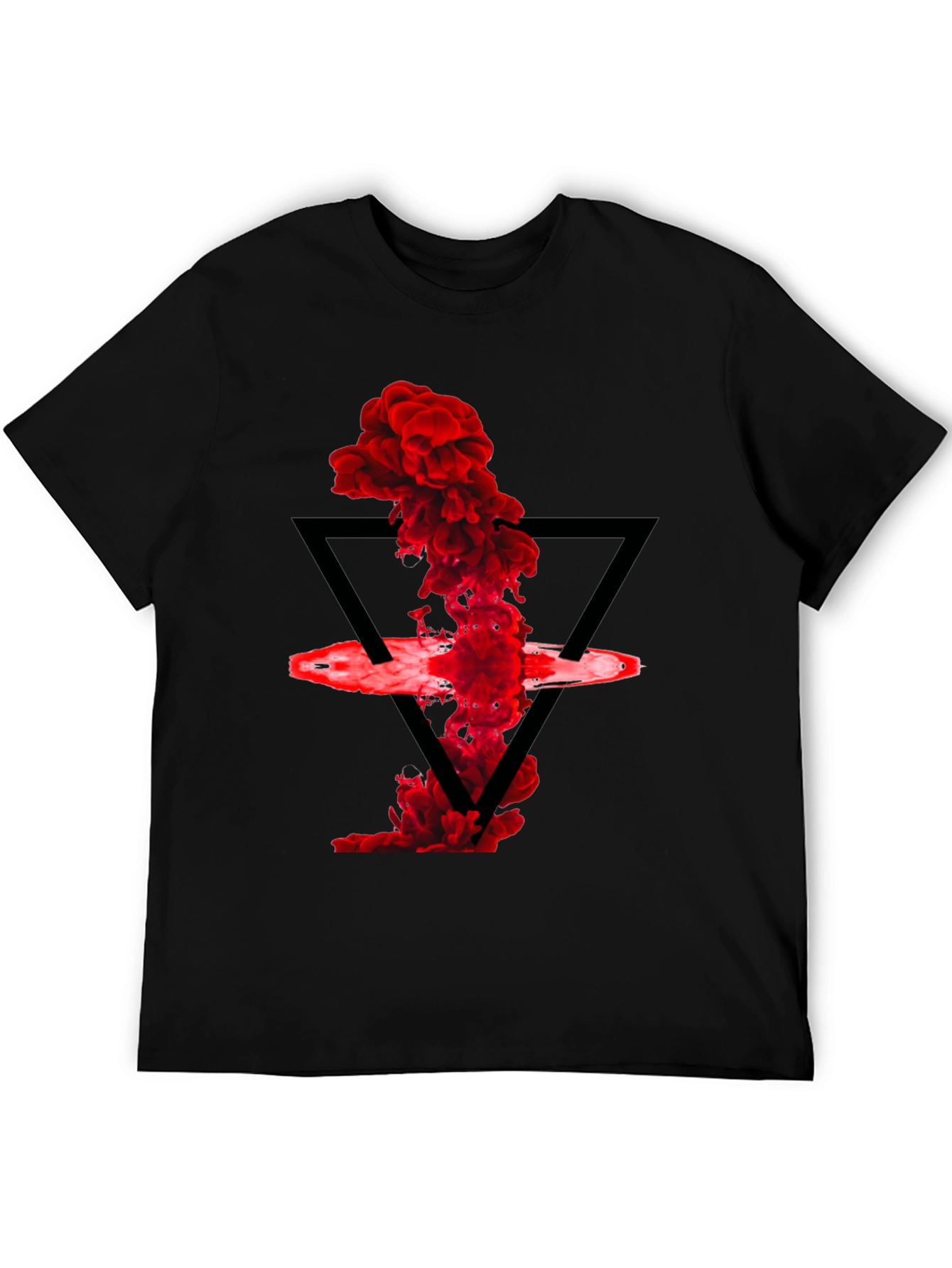 Abstract Red Smoke Triangle Graphic T-Shirt