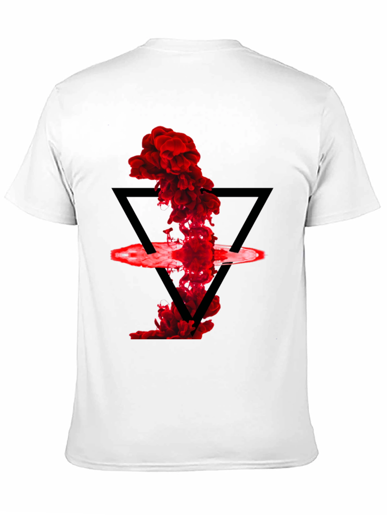 Abstract Red Smoke Triangle Graphic T-Shirt