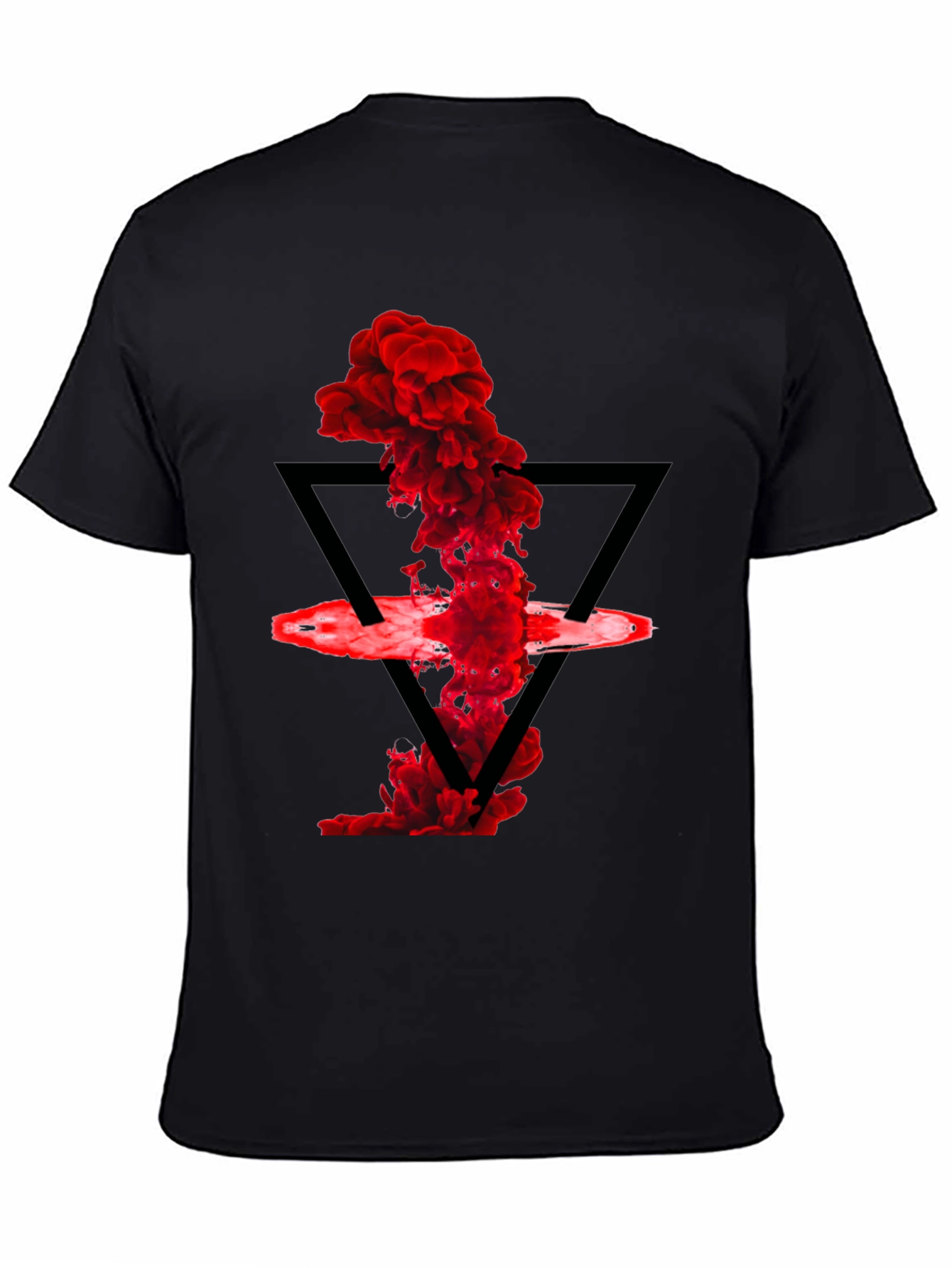 Abstract Red Smoke Triangle Graphic T-Shirt