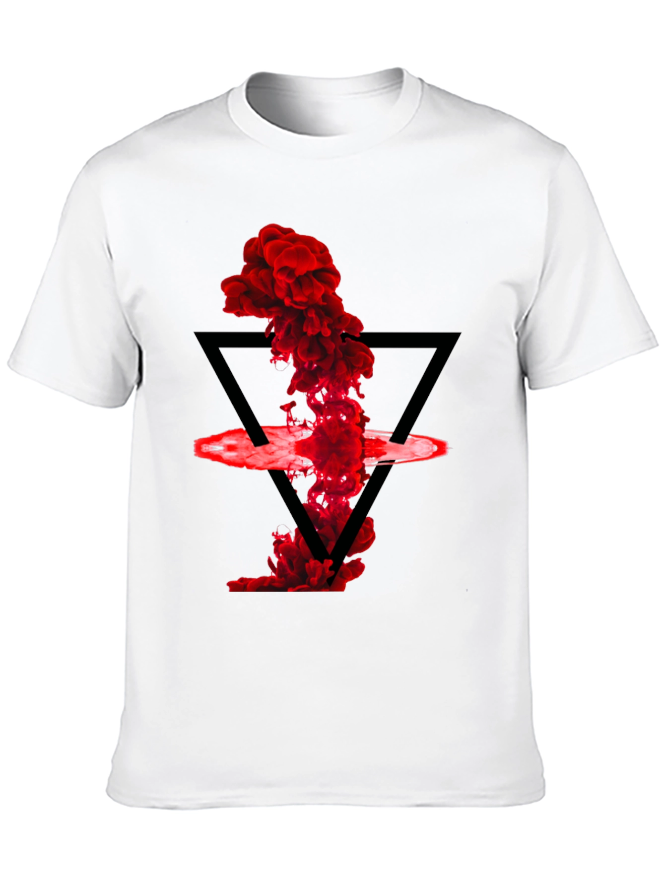 Abstract Red Smoke Triangle Graphic T-Shirt