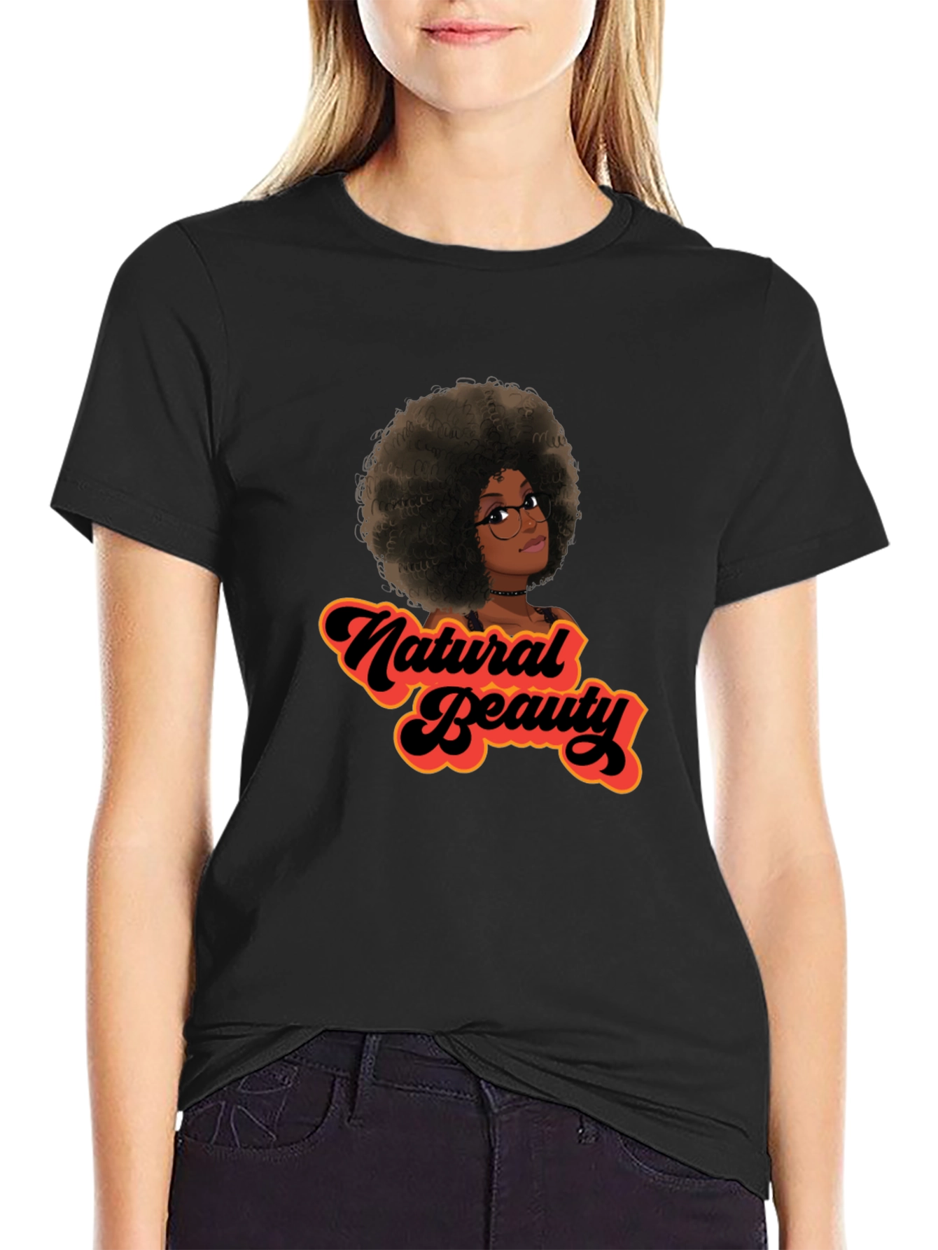 Natural Beauty Graphic Tee - Black Cotton Casual Shirt